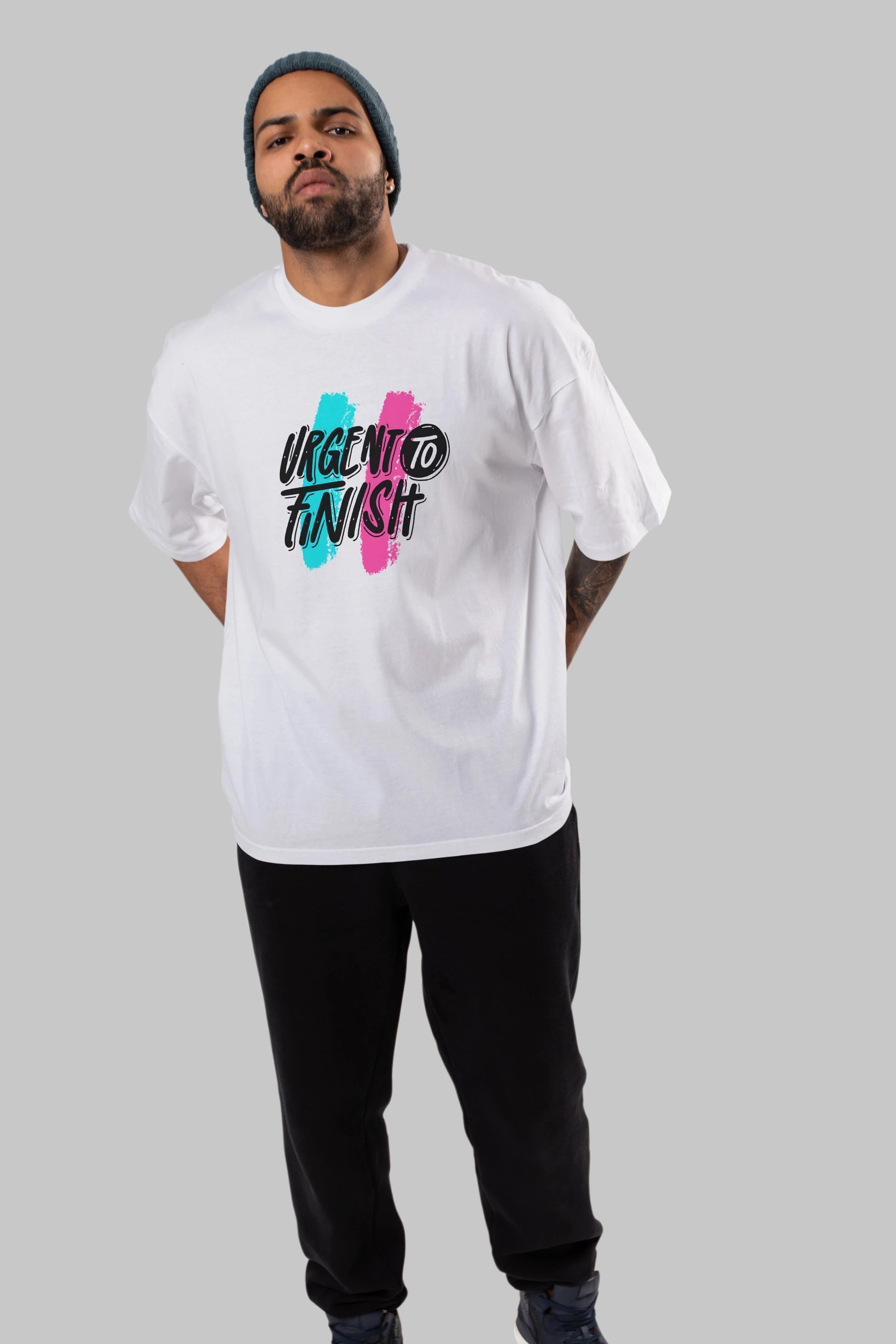 Urgent To Finish Ön Baskılı Oversize t-shirt Erkek Kadın Unisex