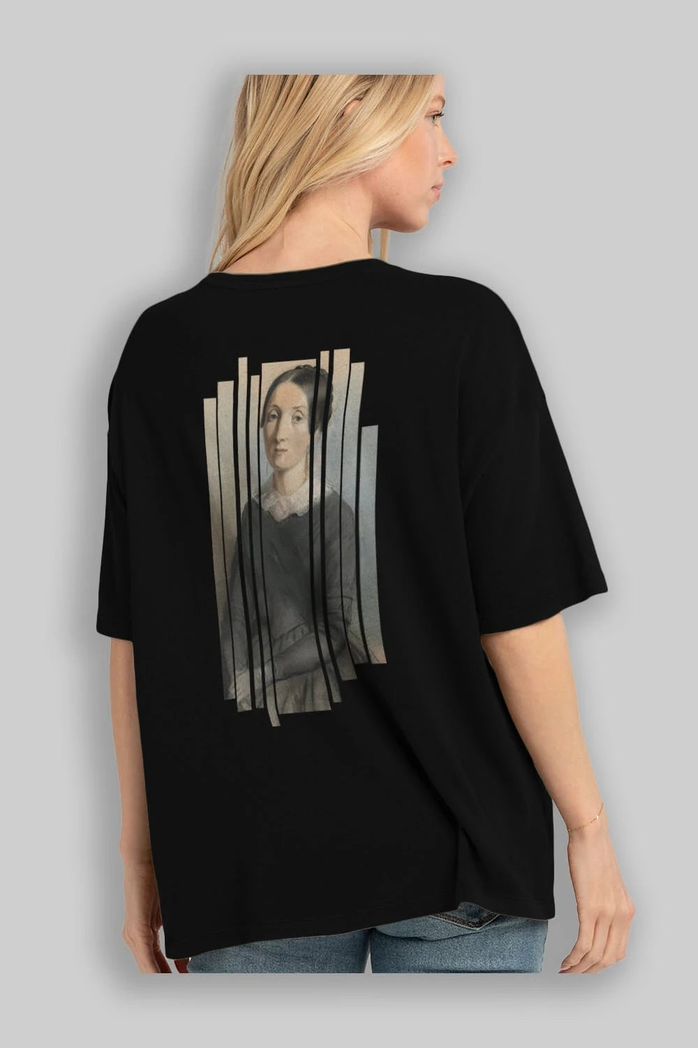 Retro Portre Arka Baskılı Oversize t-shirt Erkek Kadın Unisex