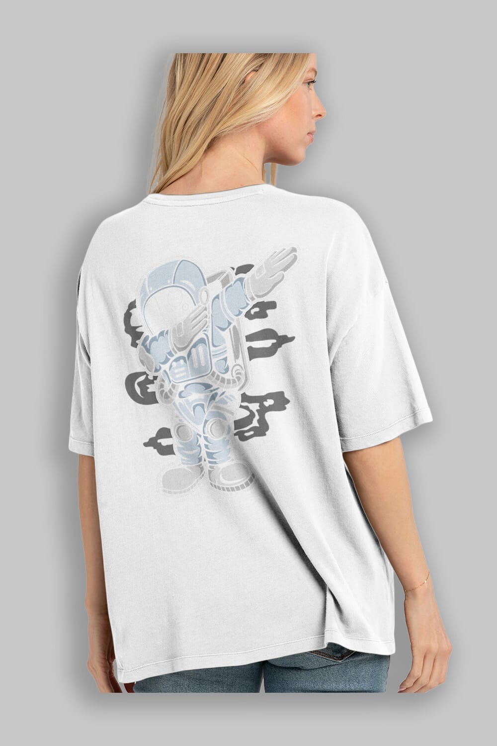 Astronaut Dab Arka Baskılı Oversize t-shirt Erkek Kadın Unisex