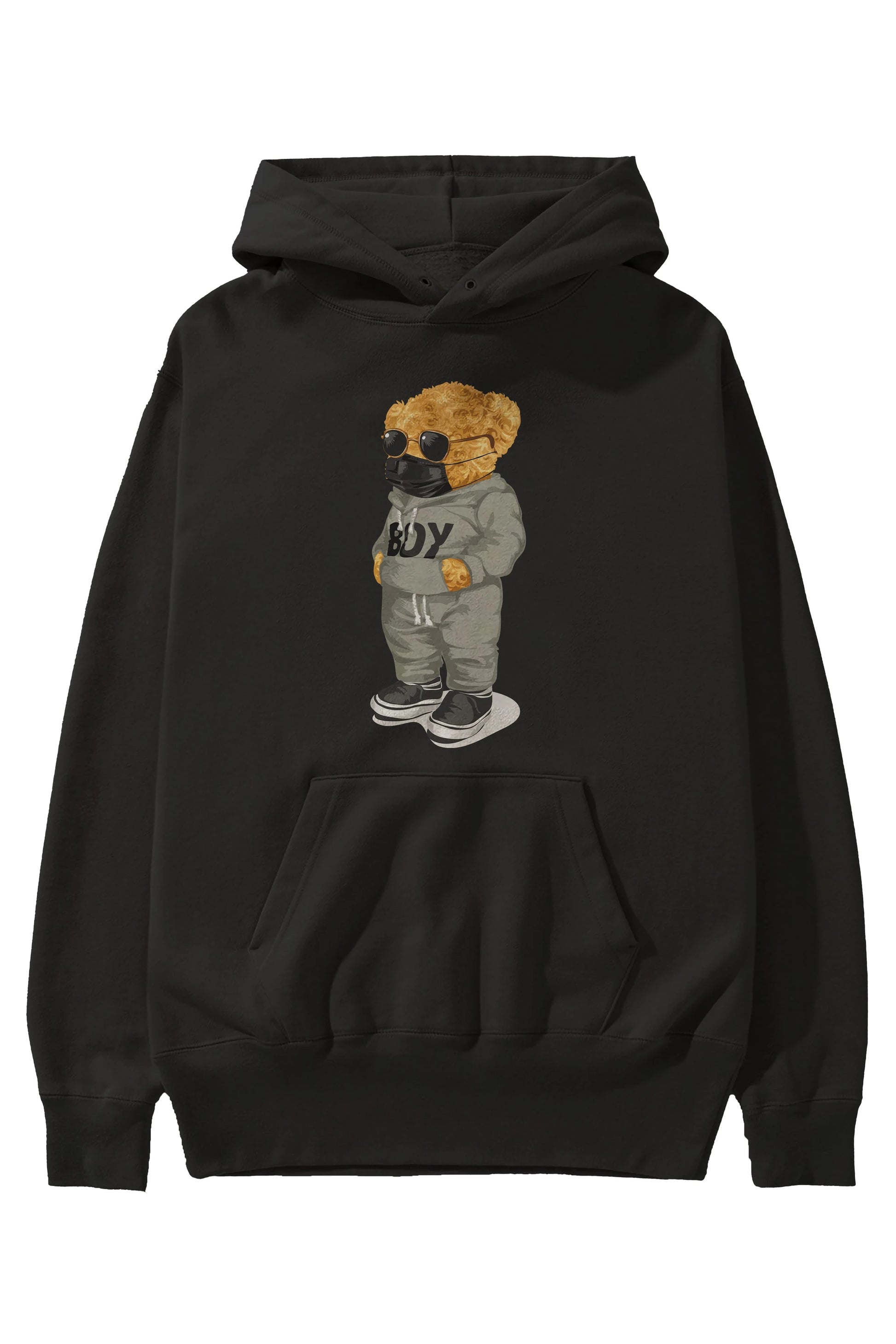 Teddy Bear Boy Ön Baskılı Hoodie Oversize Kapüşonlu Sweatshirt Erkek Kadın Unisex