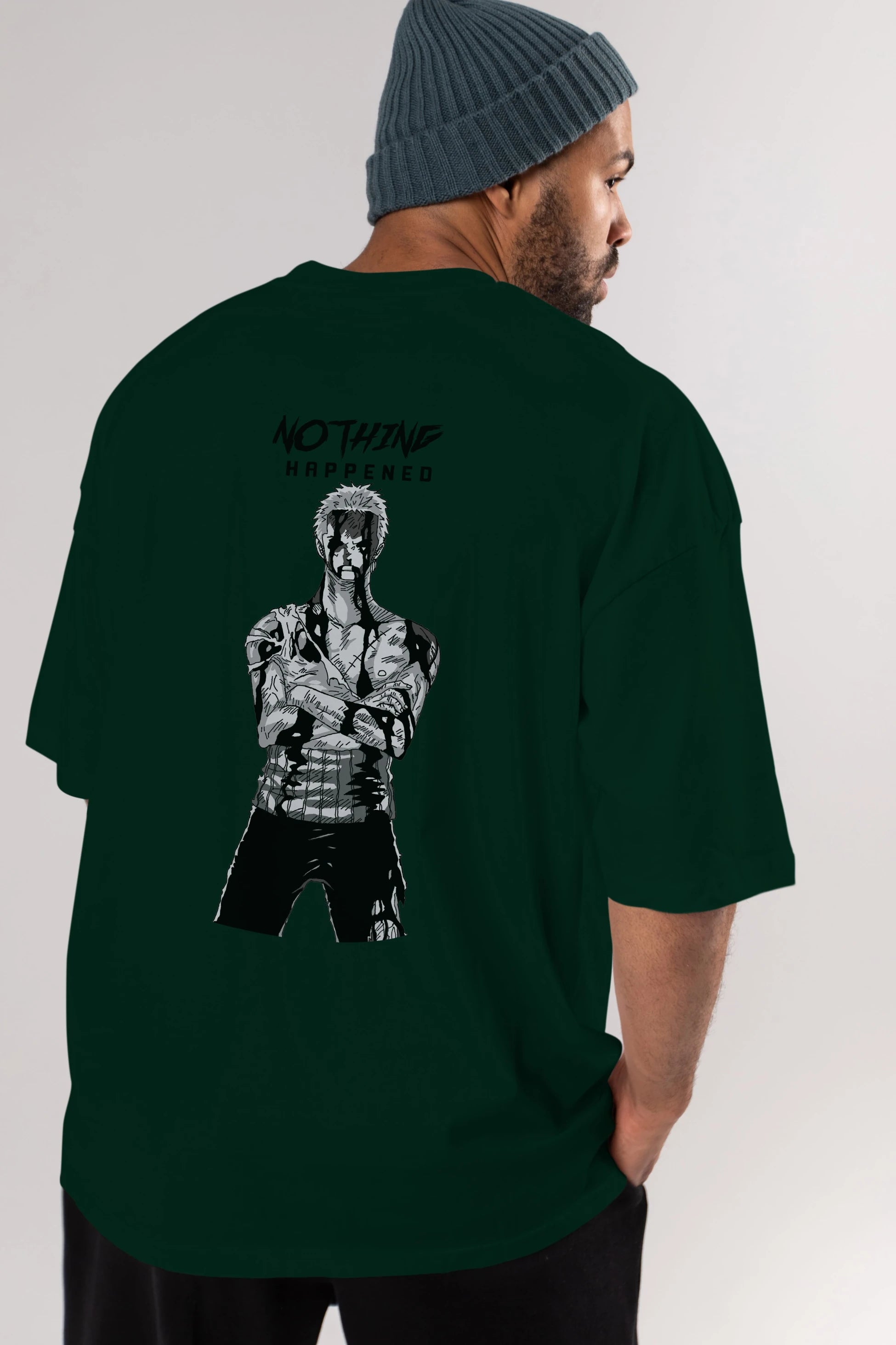 Roronoa Zoro 3 Anime Arka Baskılı Oversize t-shirt Erkek Kadın Unisex %100 pamuk tişort