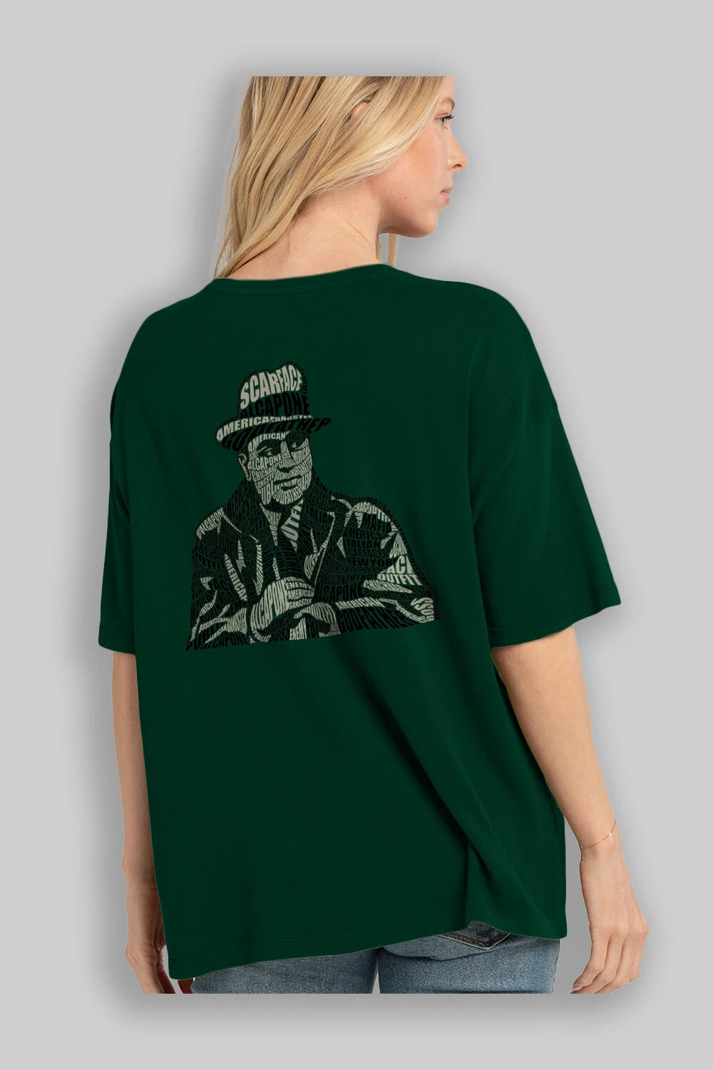 Al Capone Calligram Arka Baskılı Oversize t-shirt %100 pamuk Erkek Kadın Unisex