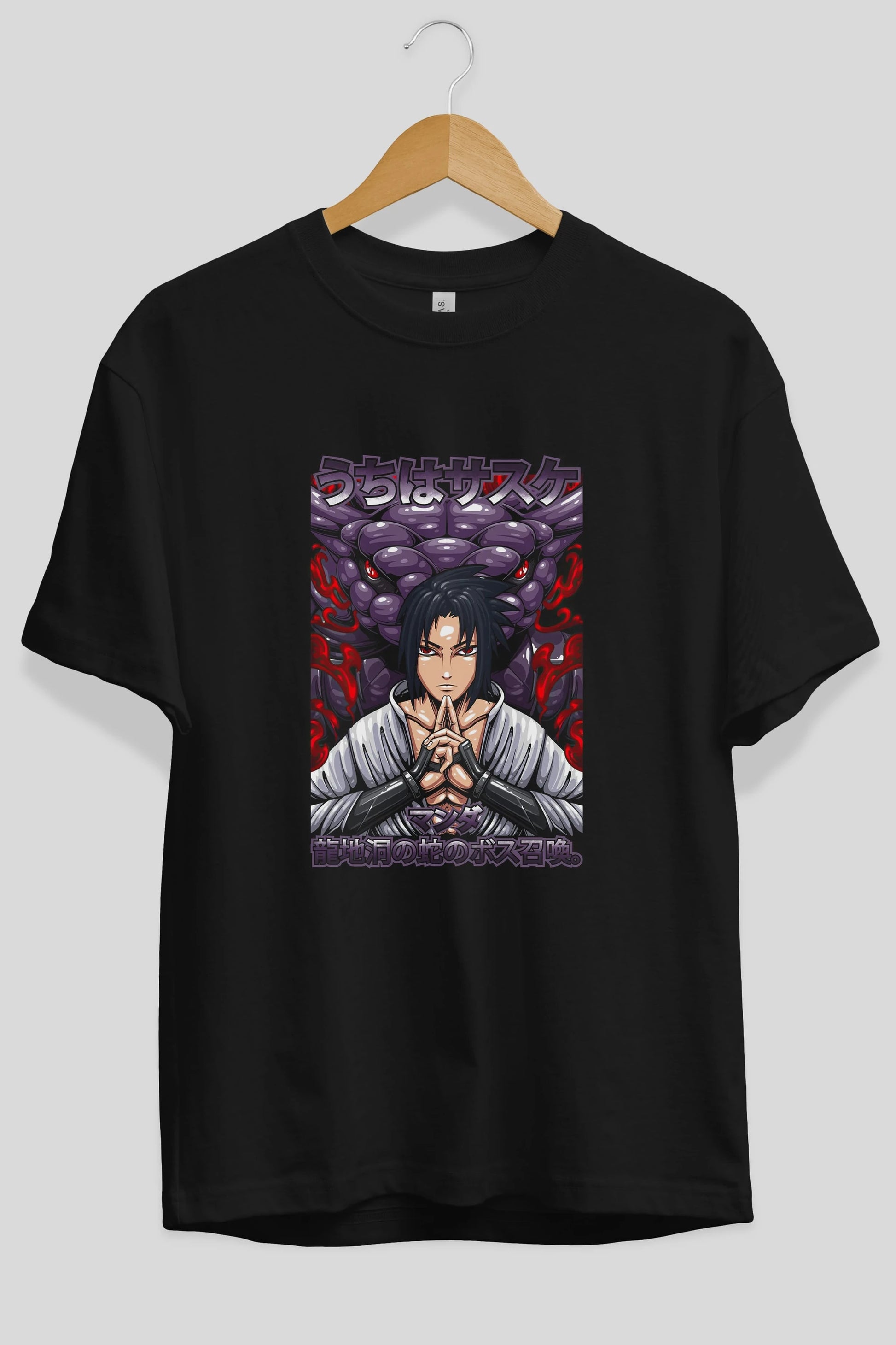 NARUTO SASUKE UCHIHA Anime Ön Baskılı Oversize t-shirt %100 pamuk Erkek Kadın Unisex