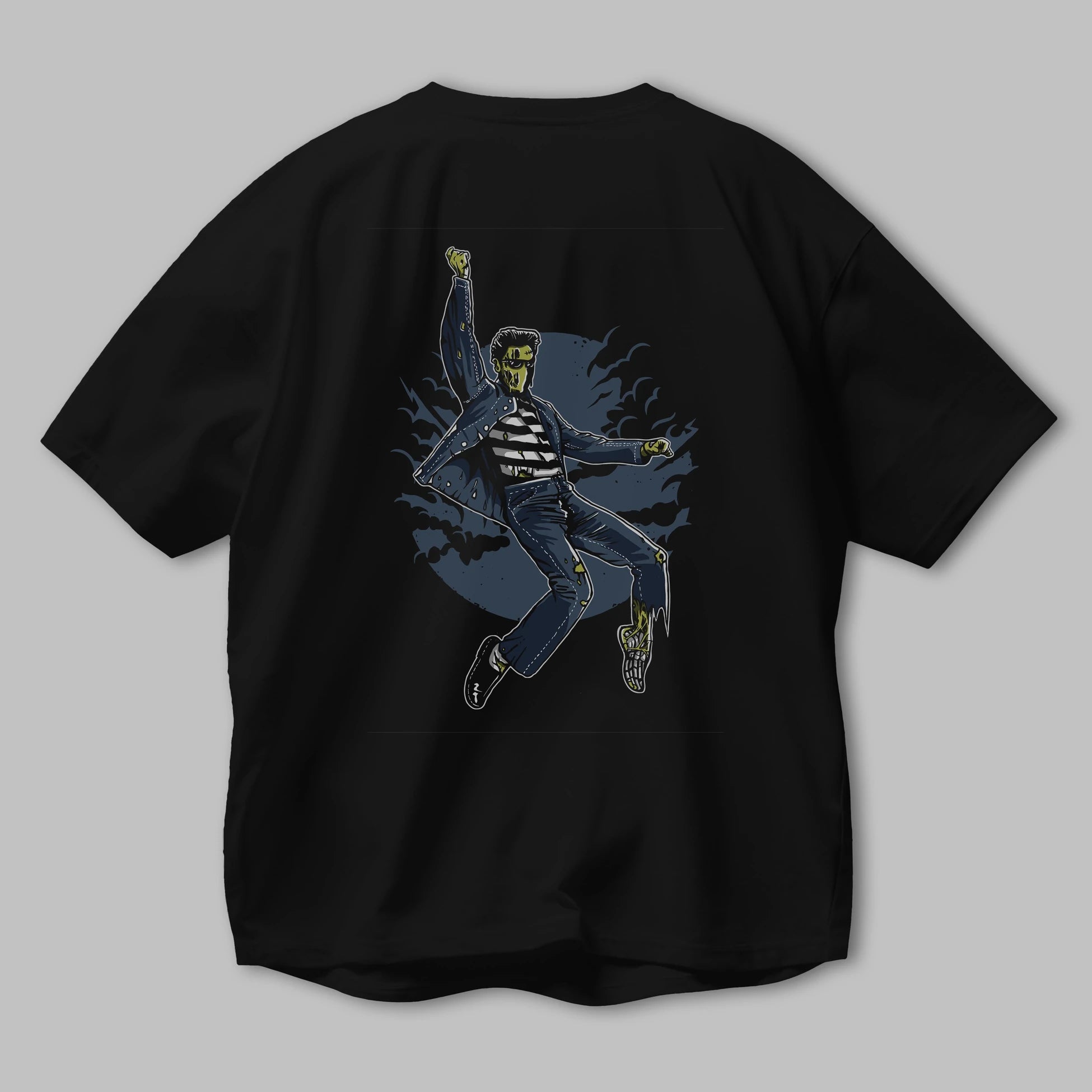 Zombie King Arka Baskılı Oversize t-shirt Erkek Kadın Unisex %100 Pamuk