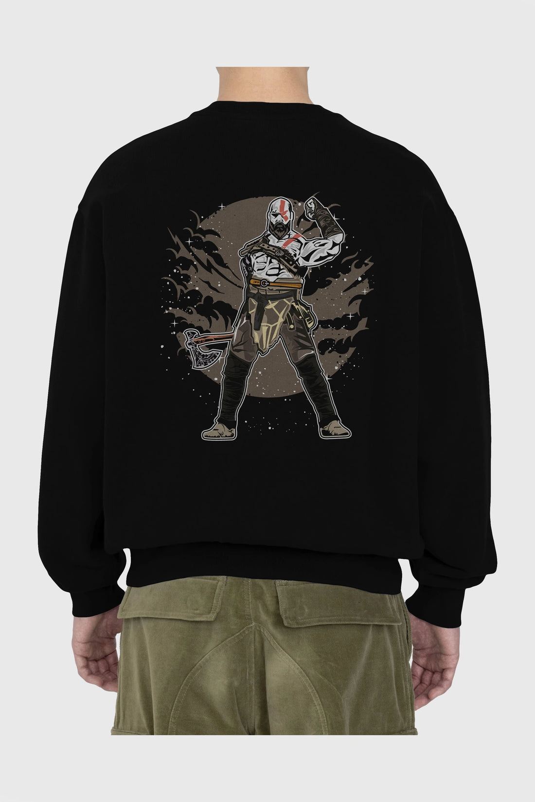 GOD OF WAR Arka Baskılı Oversize Sweatshirt Erkek Kadın Unisex