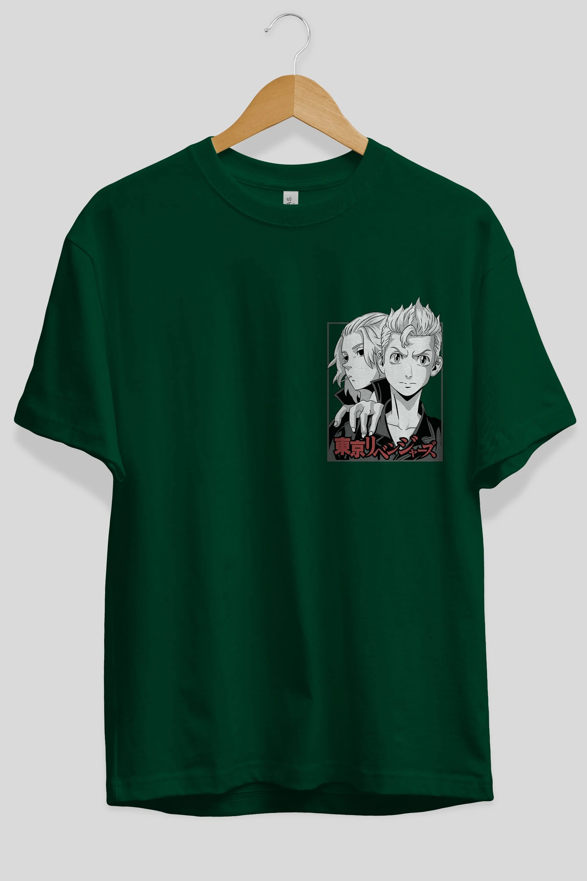 TOKYO REVENGERS Ön Sol Baskılı Oversize t-shirt Erkek Kadın Unisex %100 Pamuk Bisiklet Yaka tişort