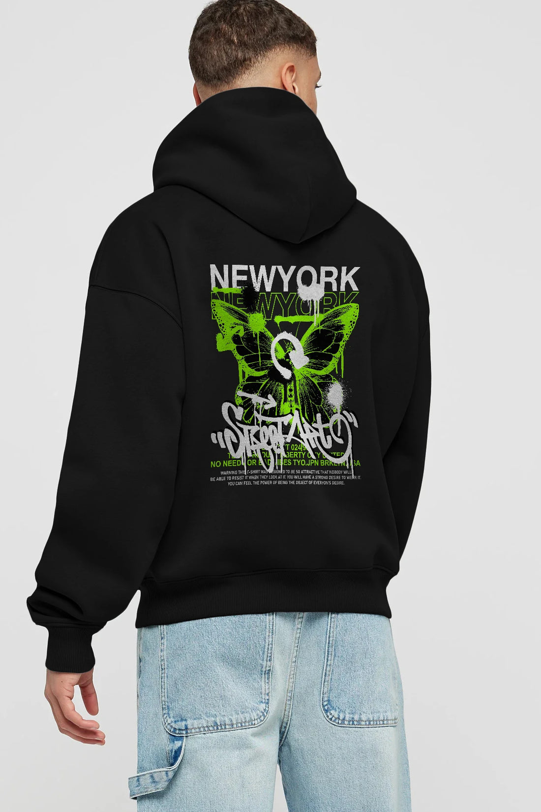 New York Street Style Arka Baskılı Hoodie Oversize Kapüşonlu Sweatshirt Erkek Kadın Unisex