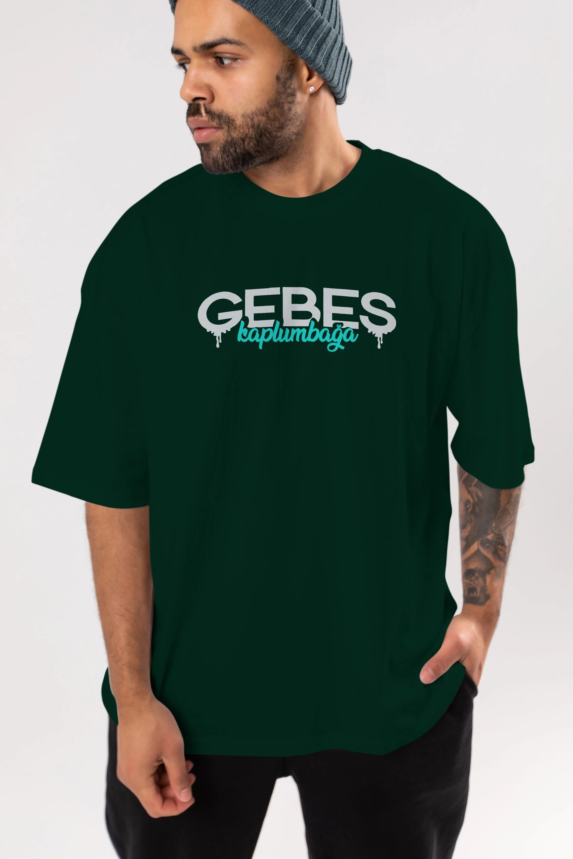 Gebeş Kaplumbağa Ön Baskılı Oversize t-shirt %100 pamuk Erkek Kadın Unisex