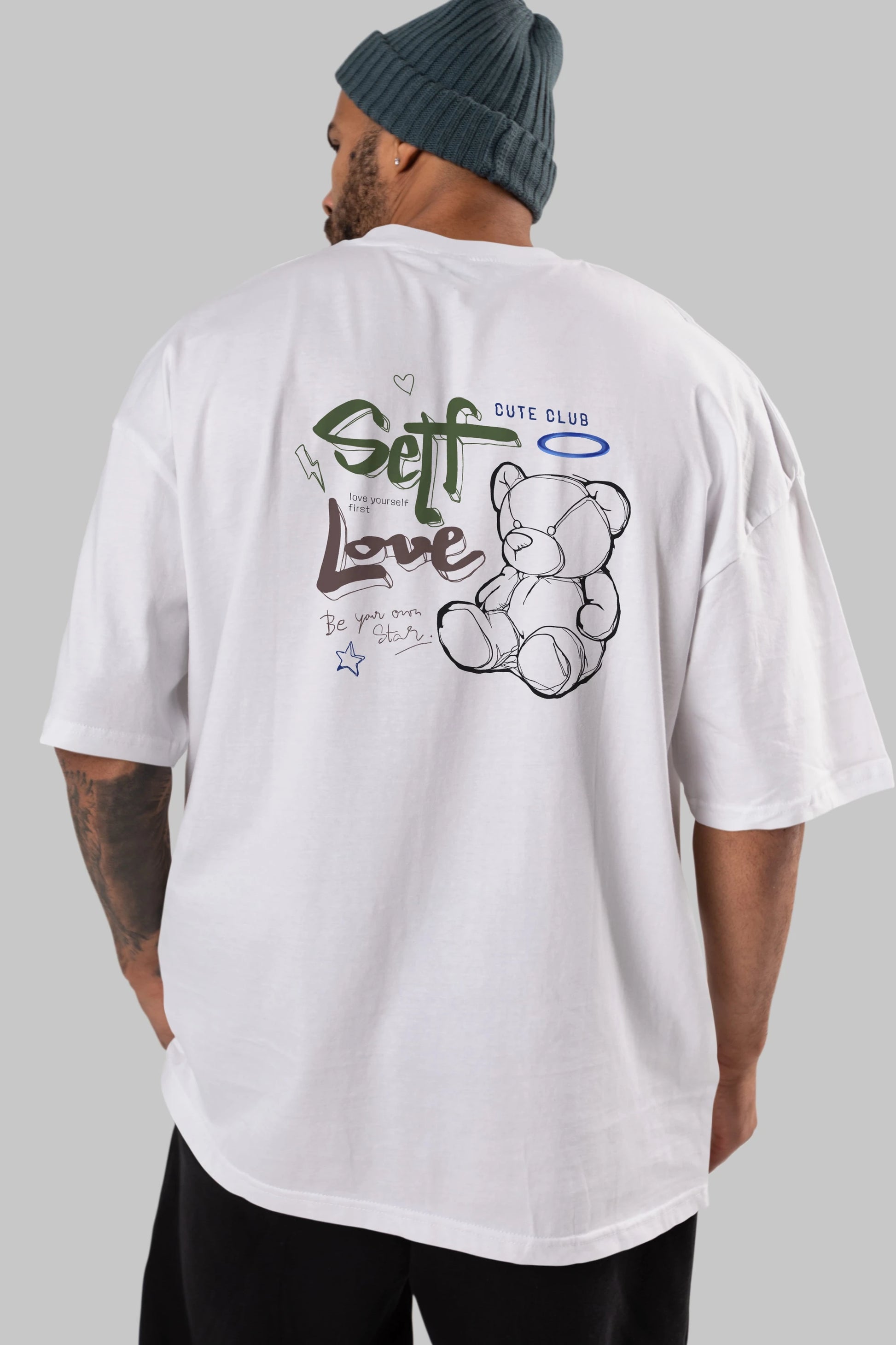 Self Love Bear Arka Baskılı Oversize t-shirt Erkek Kadın Unisex