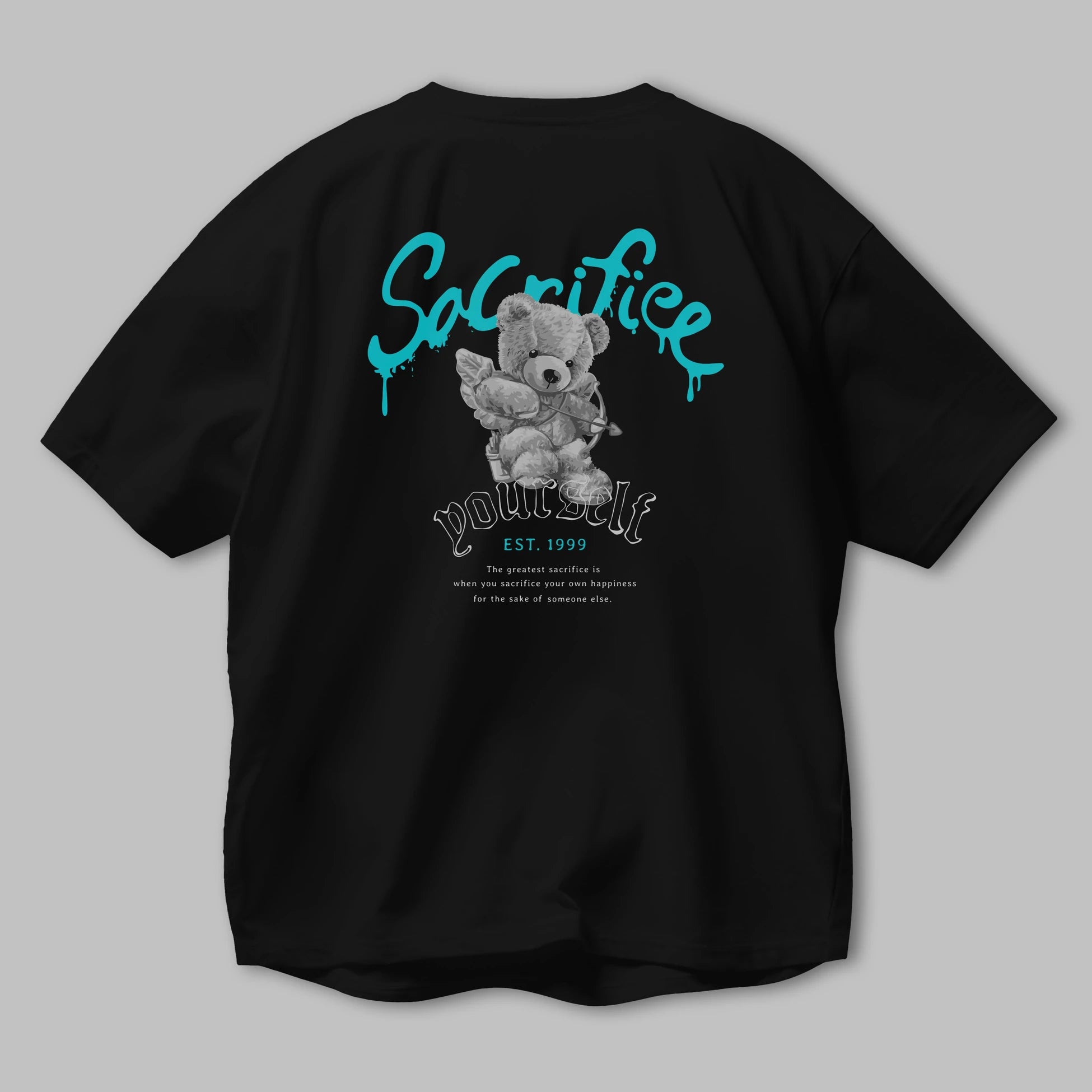 Sacrifice Yourself Bear Arka Baskılı Oversize t-shirt Erkek Kadın Unisex