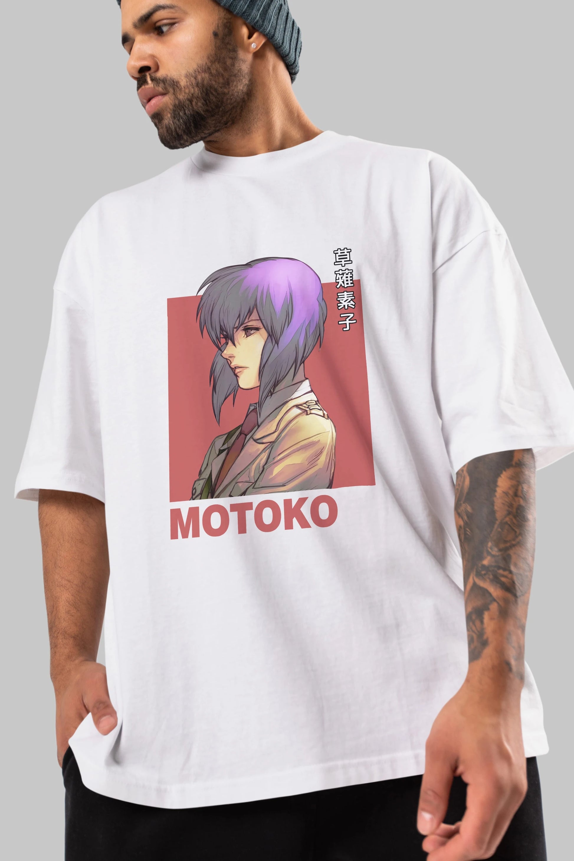 Motoko Kusanagi 12 Anime Ön Baskılı Oversize t-shirt %100 pamuk Erkek Kadın Unisex