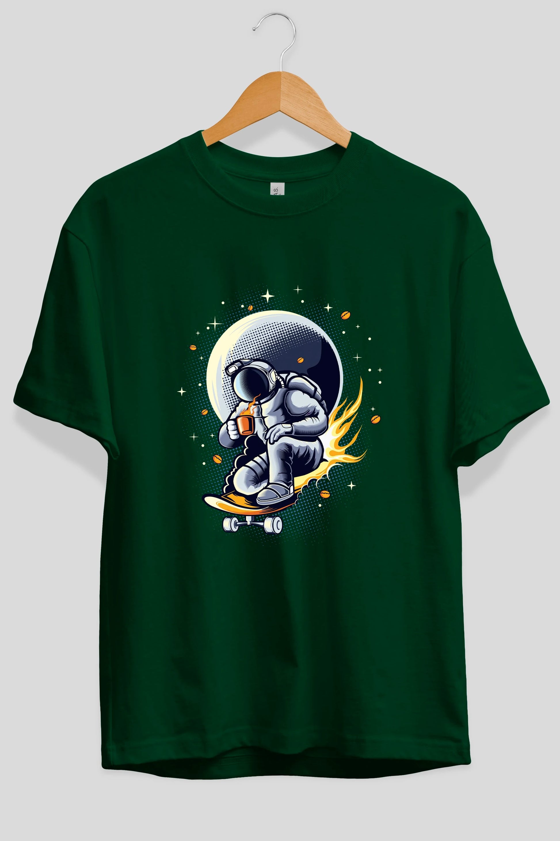 Astro Coffee Addict Ön Baskılı Oversize t-shirt Erkek Kadın Unisex