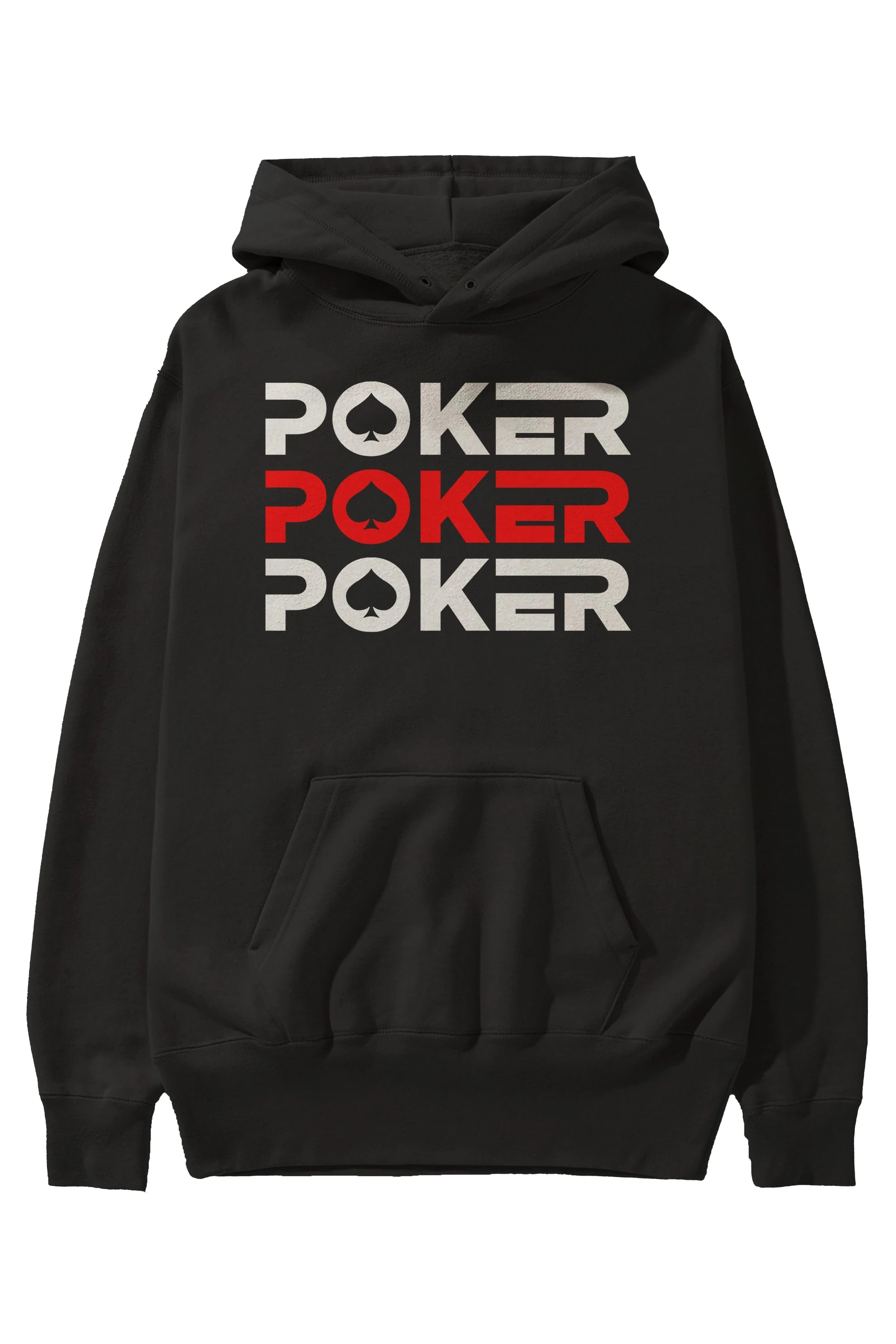 Poker Ön Baskılı Oversize Hoodie Kapüşonlu Sweatshirt Erkek Kadın Unisex