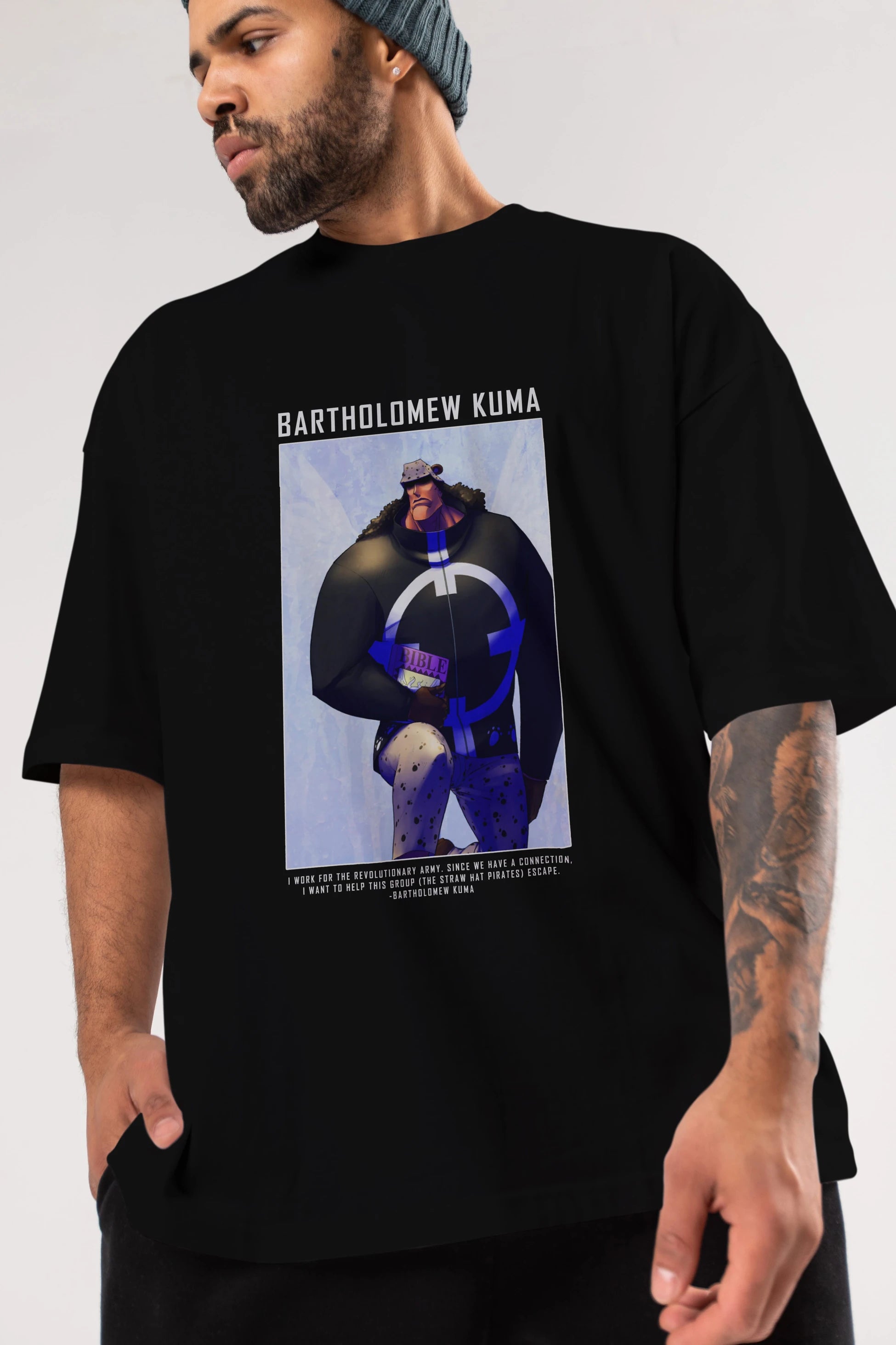 Bartholomew Kuma Anime Ön Baskılı Oversize t-shirt Erkek Kadın Unisex