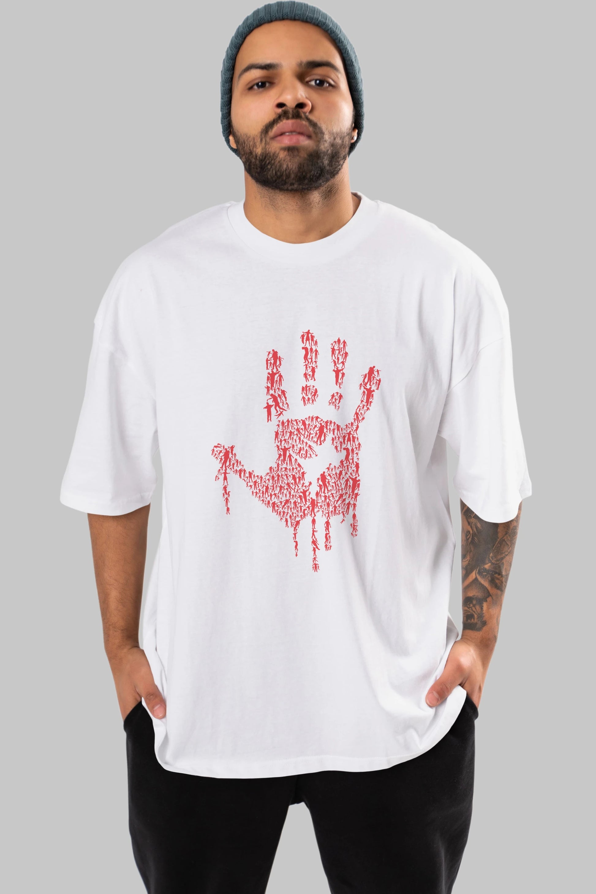 Hand Of Zombies Ön Baskılı Oversize t-shirt %100 pamuk Erkek Kadın Unisex