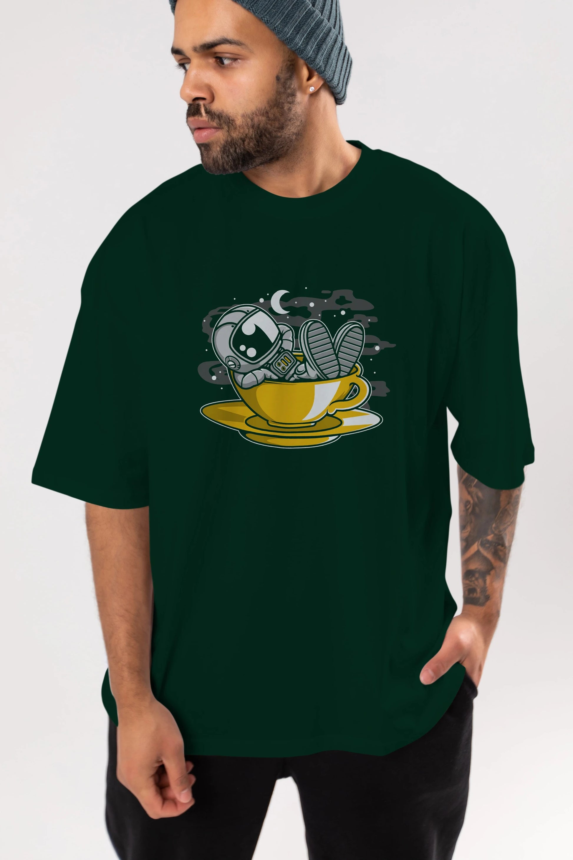 Astronaut Relax Ön Baskılı Oversize t-shirt Erkek Kadın Unisex