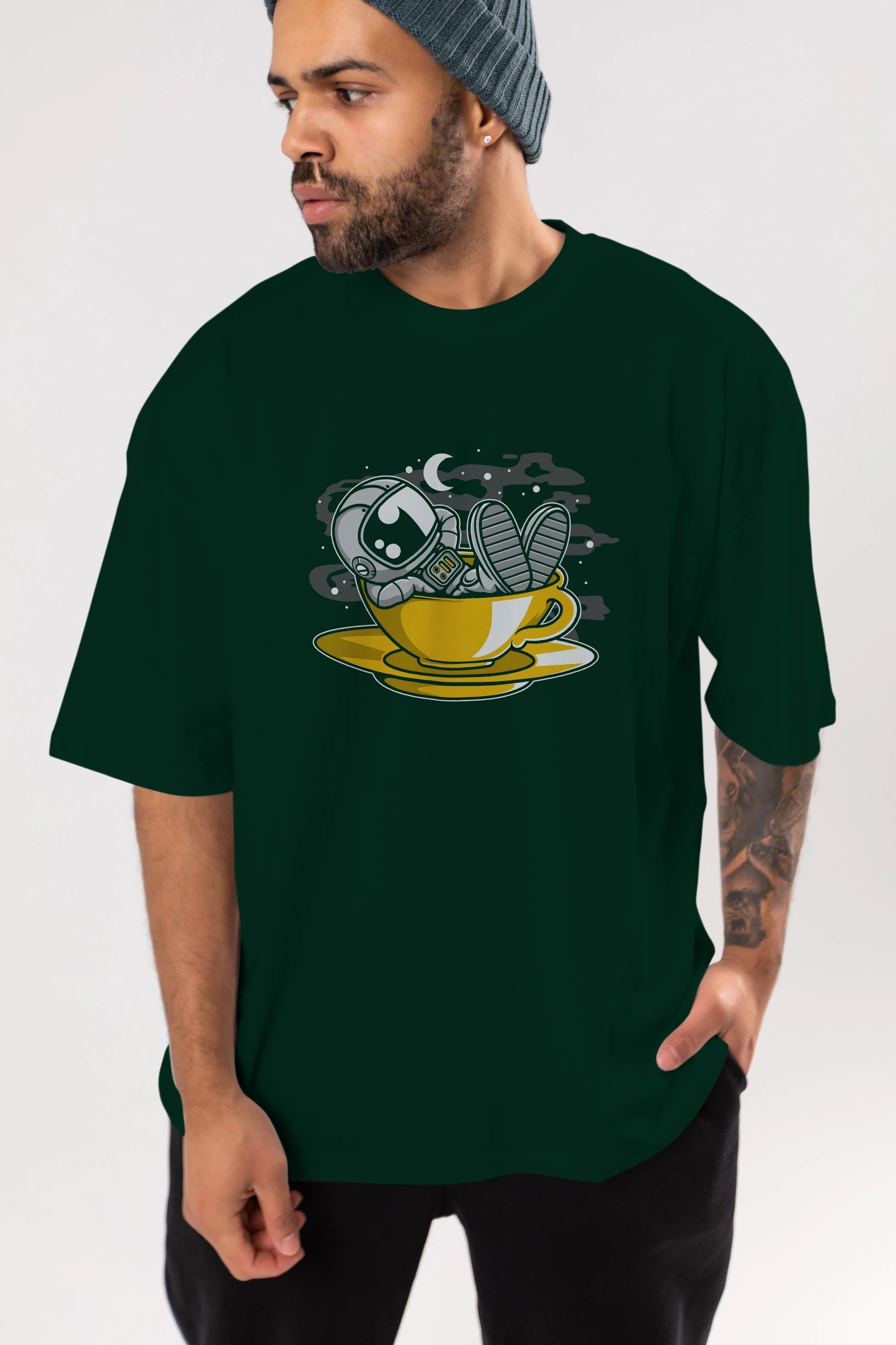 Astronaut Relax Ön Baskılı Oversize t-shirt Erkek Kadın Unisex