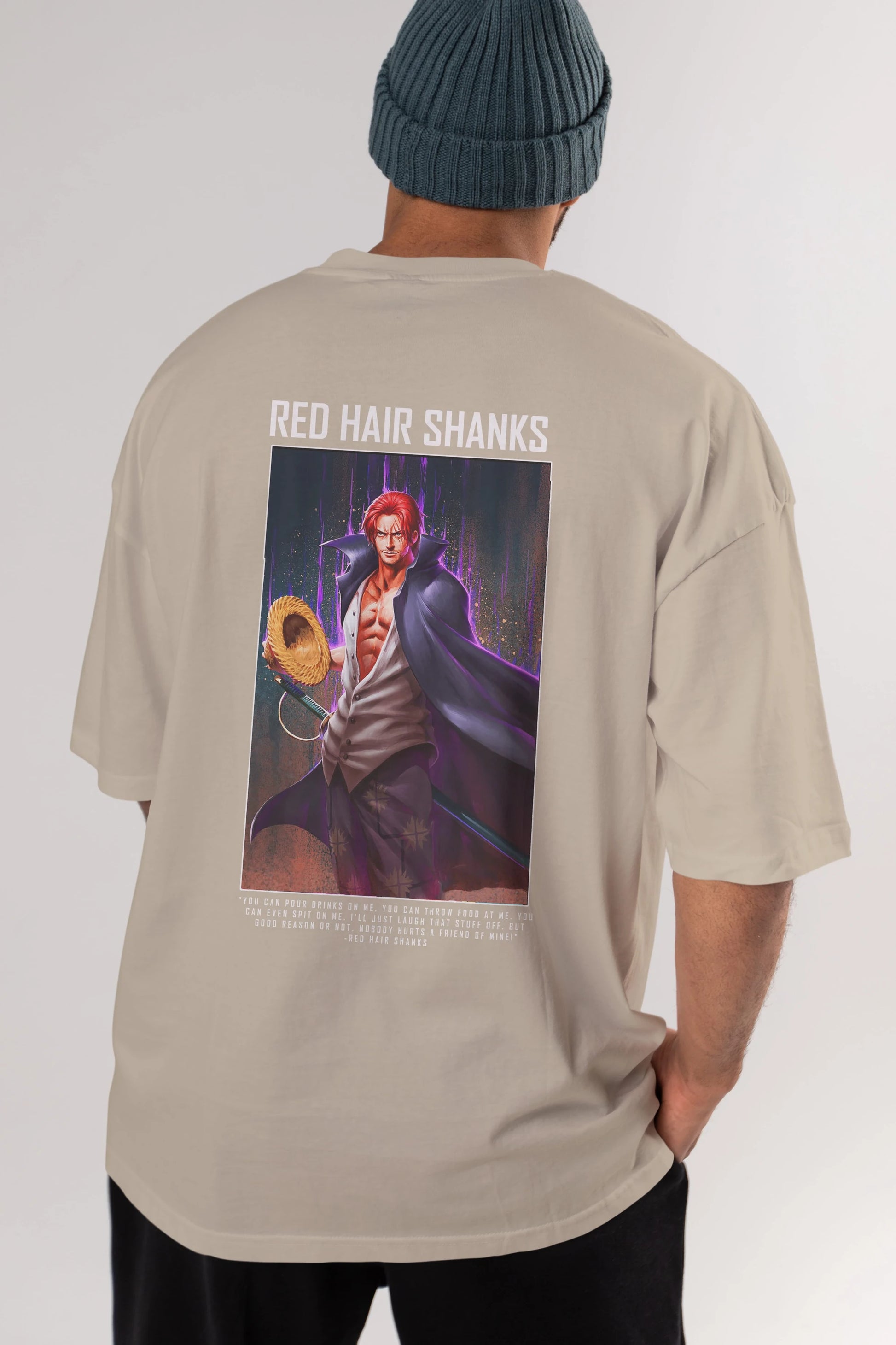 Shanks Anime Arka Baskılı Oversize t-shirt Erkek Kadın Unisex %100 pamuk tişort