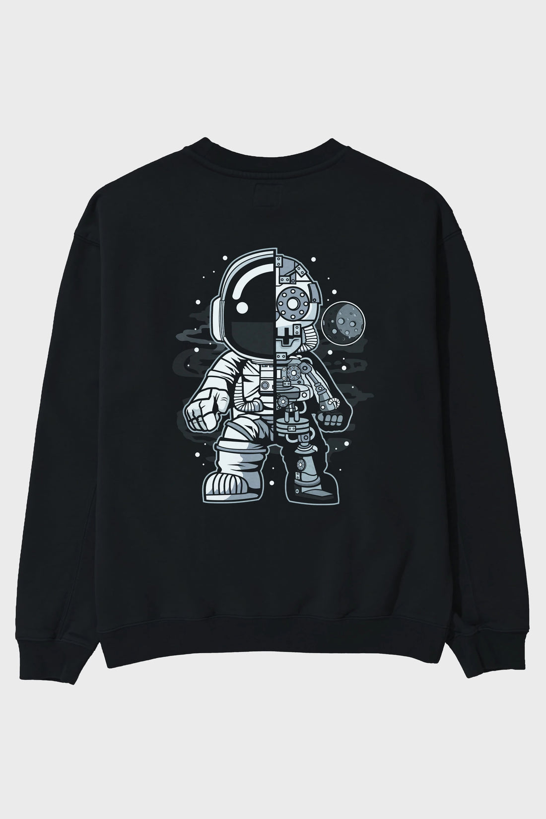 Astronaut Half Robot Arka Baskılı Oversize Sweatshirt Erkek Kadın Unisex