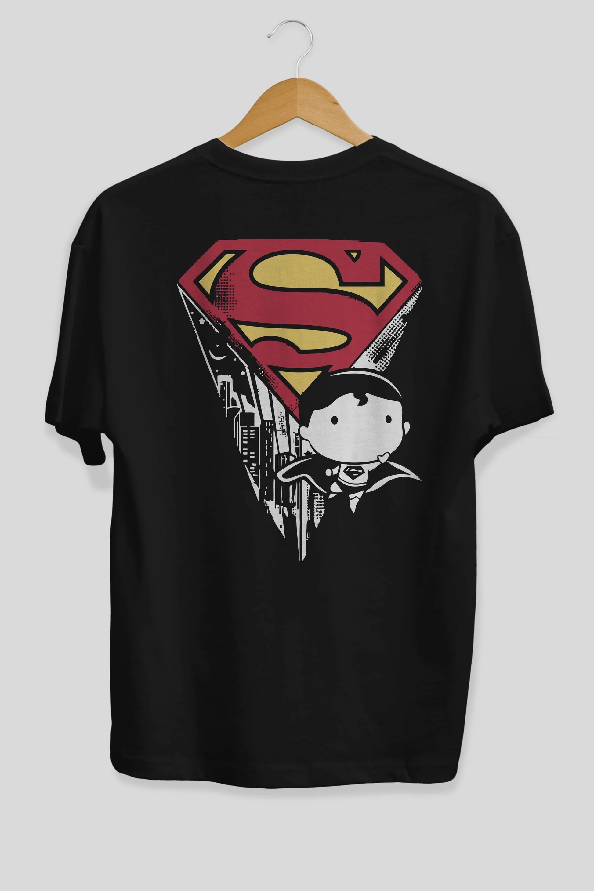 Superman Arka Baskılı Oversize t-shirt Erkek Kadın Unisex %100 Pamuk Bisiklet Yaka tişort