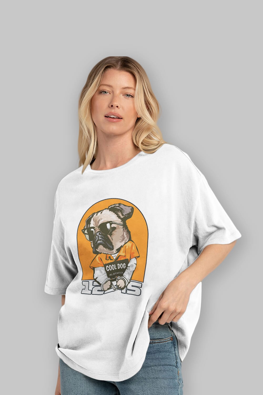 Cool Dog Ön Baskılı Oversize t-shirt Erkek Kadın Unisex