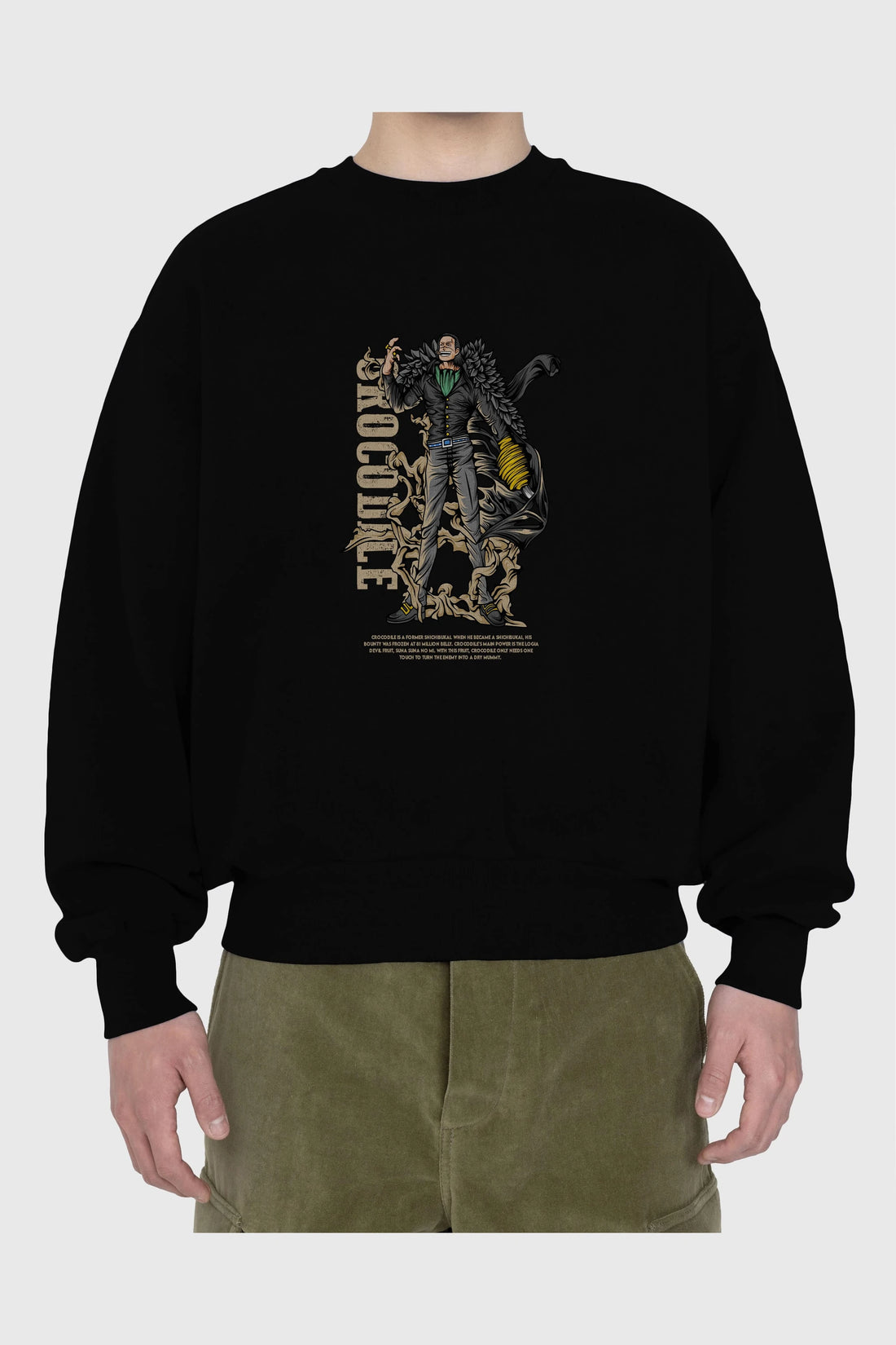 Crocodile Anime Ön Baskılı Oversize Sweatshirt Erkek Kadın Unisex