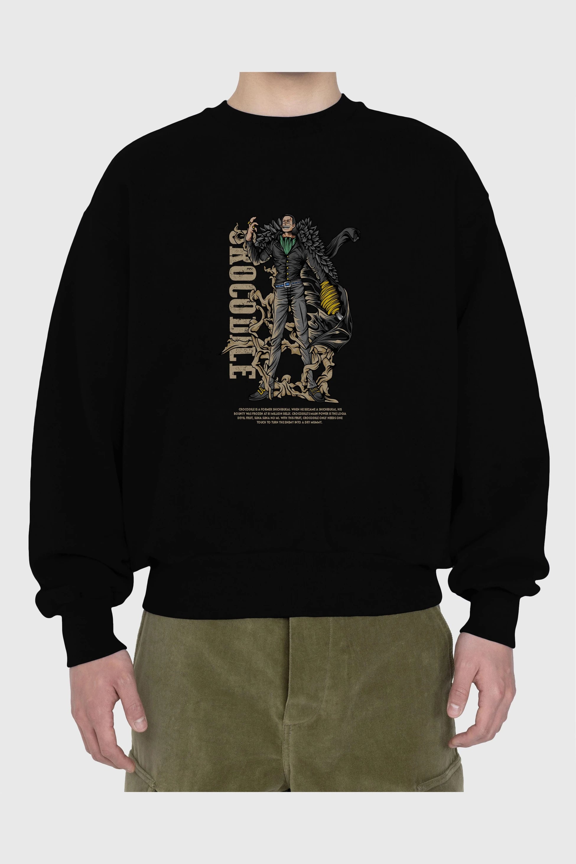 Crocodile Anime Ön Baskılı Oversize Sweatshirt Erkek Kadın Unisex