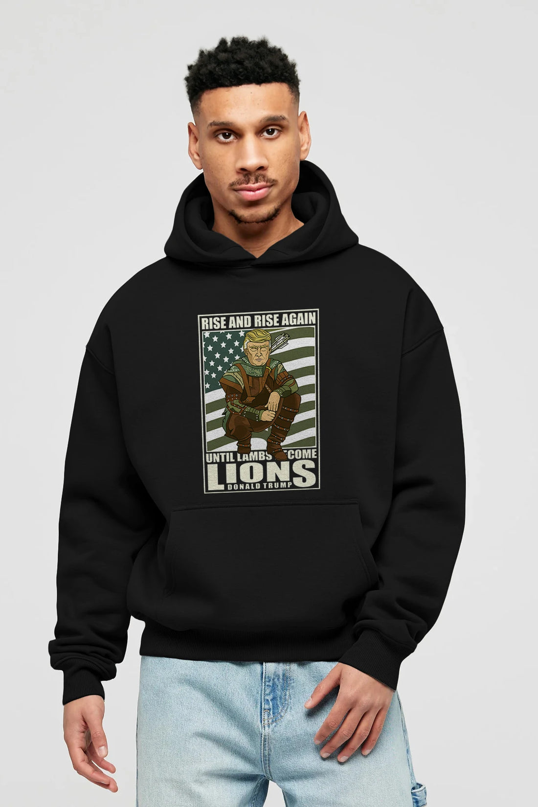 Robin Hood Trump Ön Baskılı Hoodie Oversize Kapüşonlu Sweatshirt Erkek Kadın Unisex