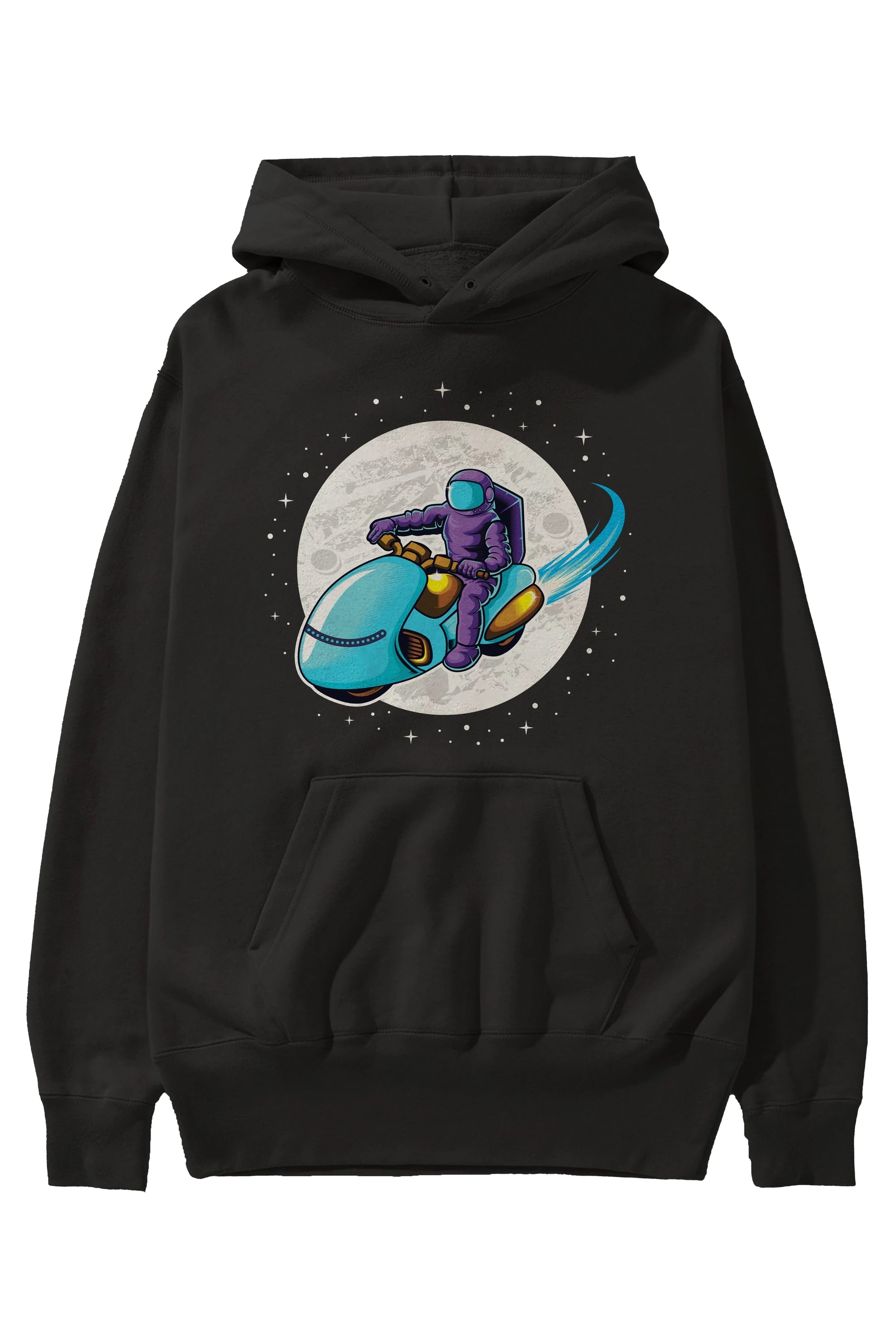 Astrorider in Space Ön Baskılı Hoodie Oversize Kapüşonlu Sweatshirt Erkek Kadın Unisex