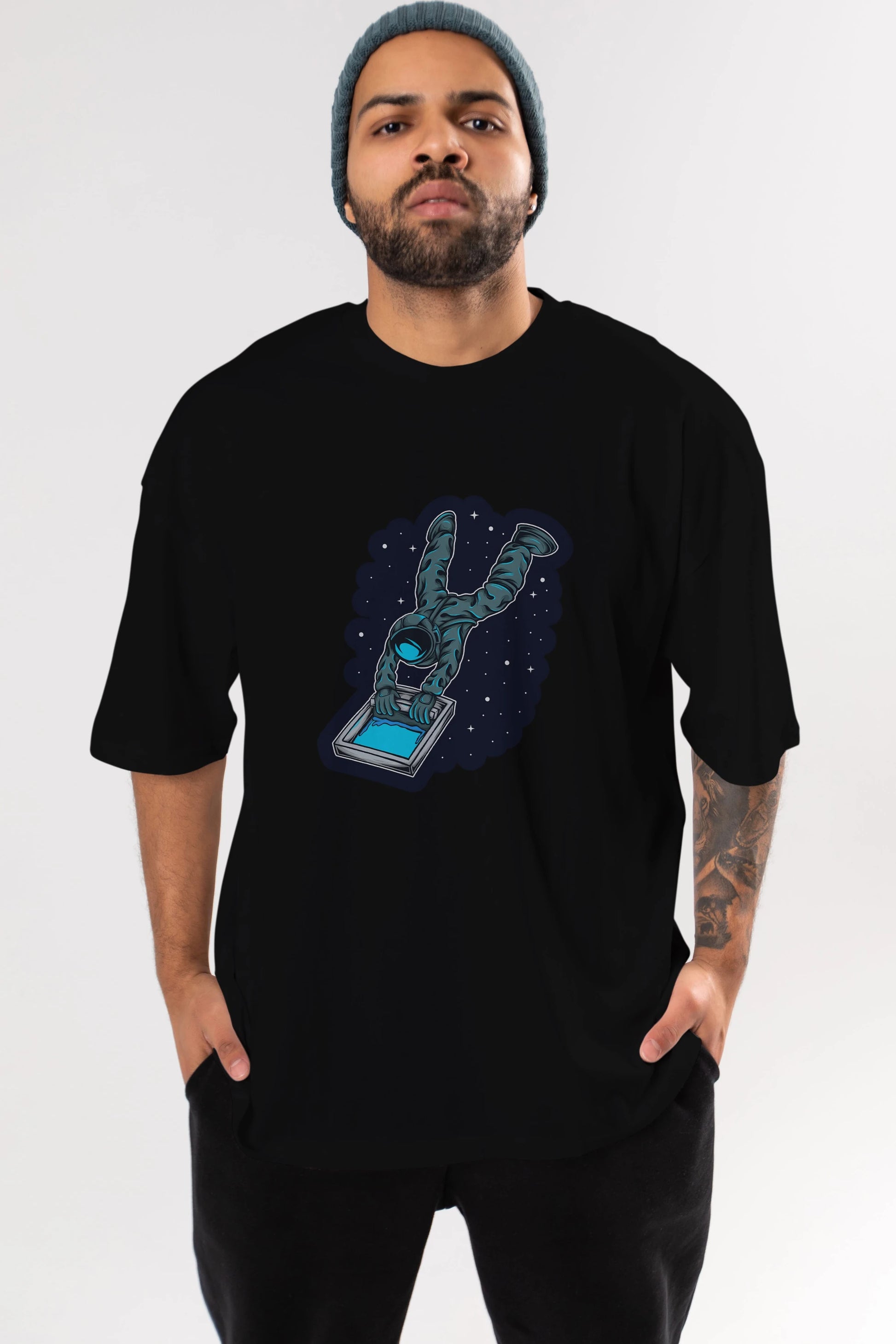 Astroscreen Sticker Ön Baskılı Oversize t-shirt Erkek Kadın Unisex