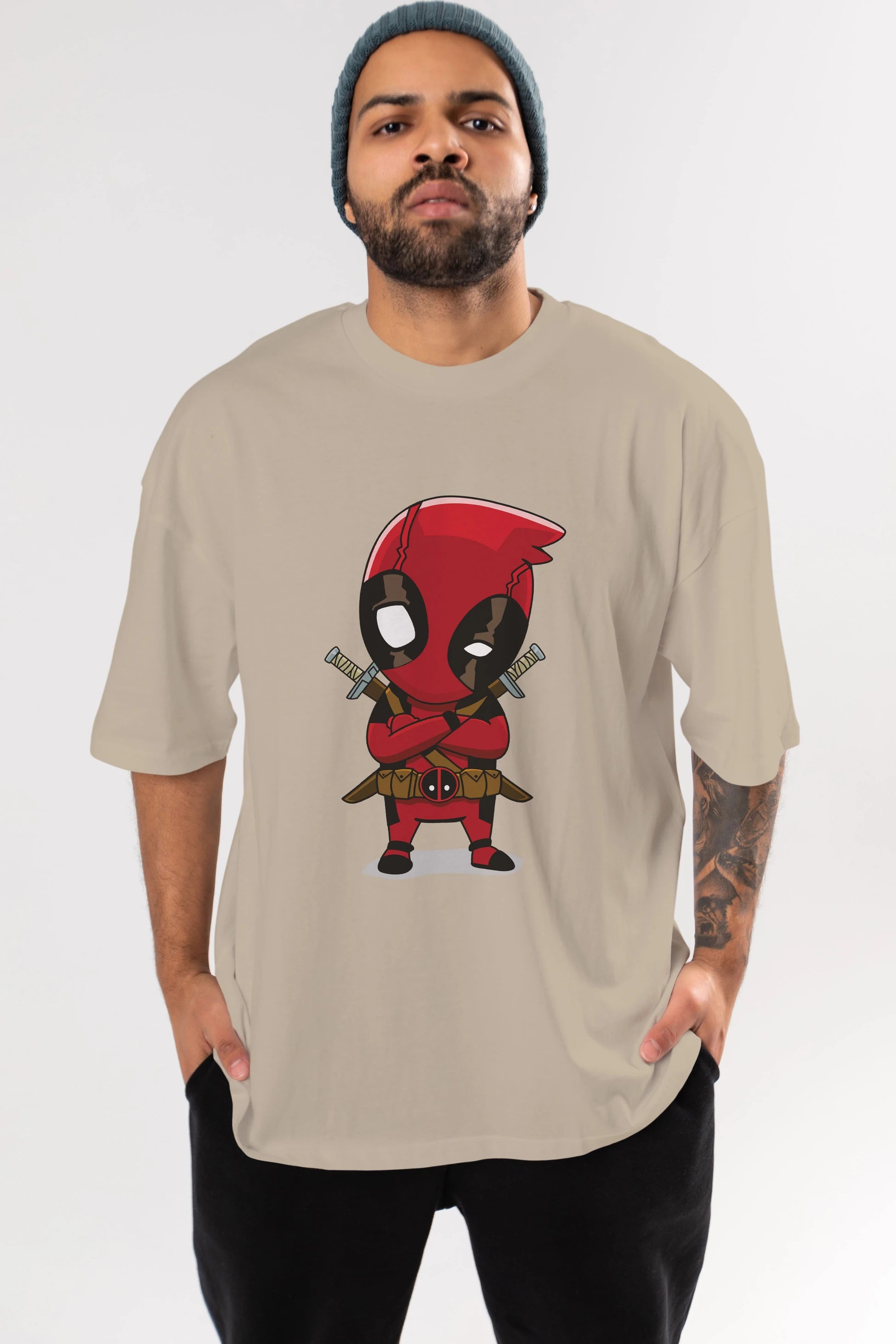 Deadpool (19) Ön Baskılı Oversize t-shirt Erkek Kadın Unisex %100 Pamuk Bisiklet Yaka tişort