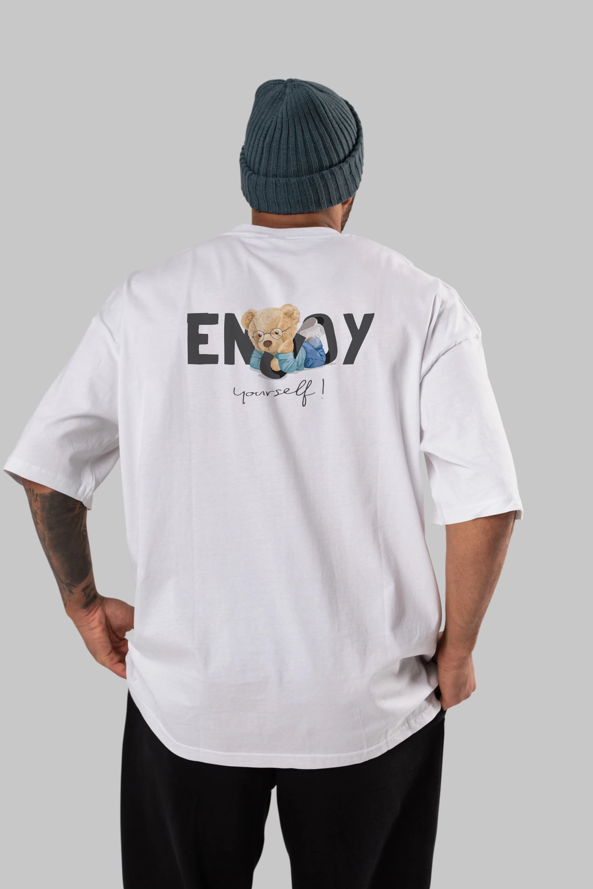 Teddy Bear Yourself Arka Baskılı Oversize t-shirt Erkek Kadın Unisex %100 Pamuk
