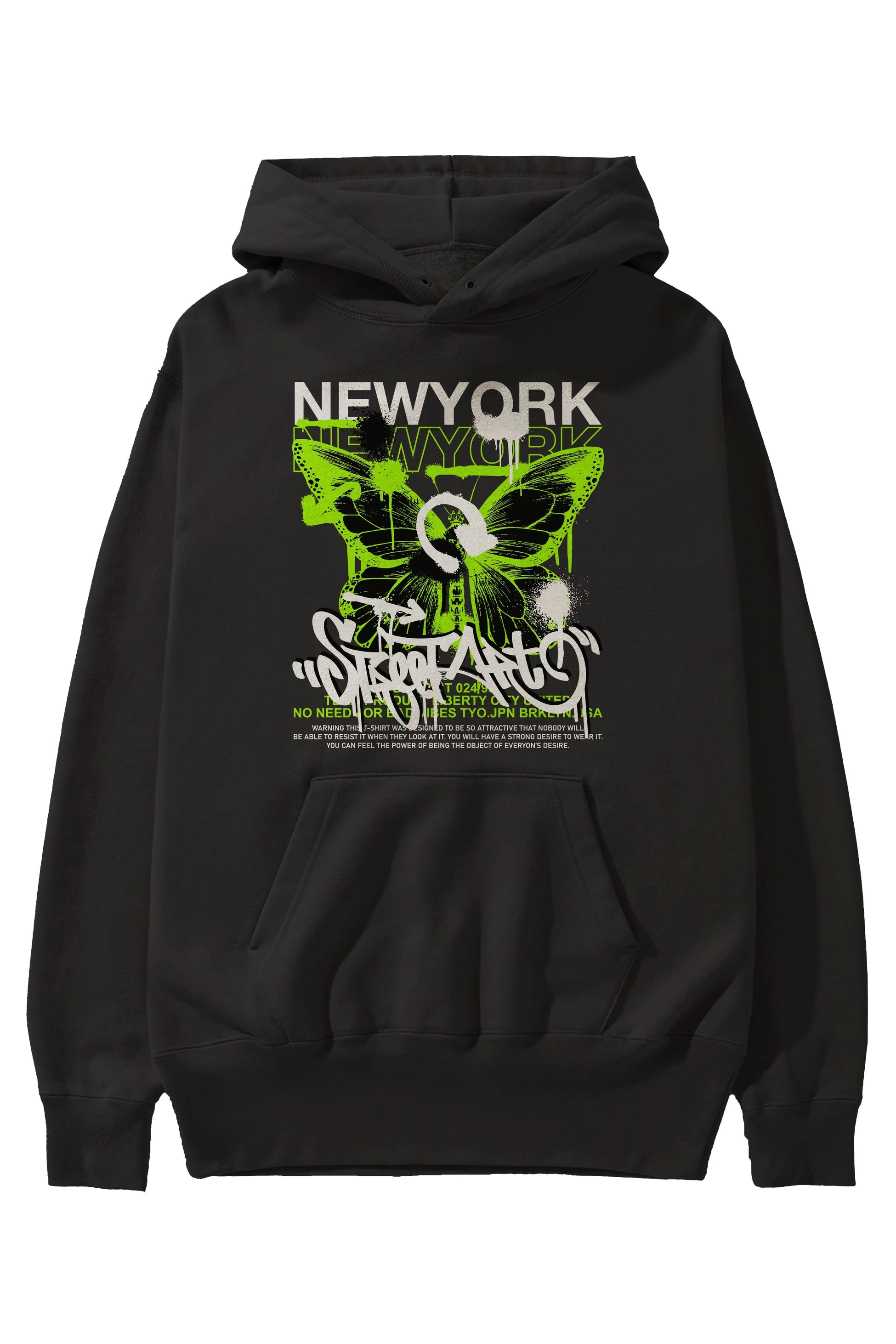 New York Street Style Ön Baskılı Hoodie Oversize Kapüşonlu Sweatshirt Erkek Kadın Unisex