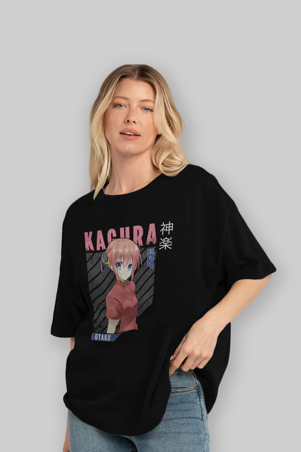 Kagura GINTAMA Anime Ön Baskılı Oversize t-shirt %100 pamuk Erkek Kadın Unisex