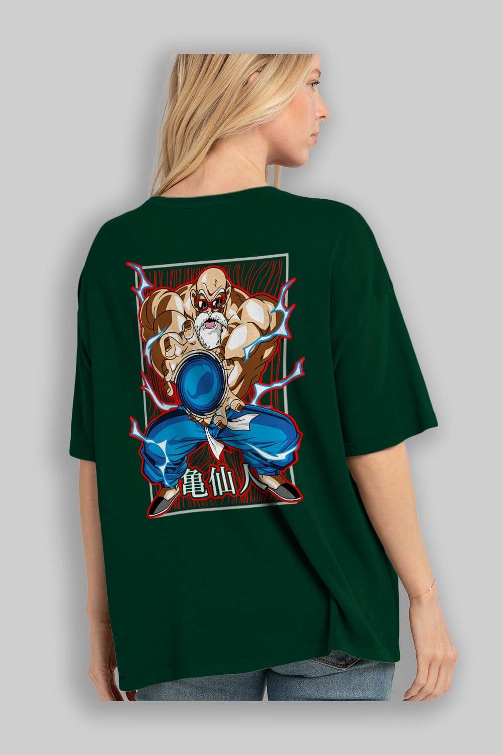 DragonBall MaestroRoshi Anime Arka Baskılı Oversize t-shirt Erkek Kadın Unisex