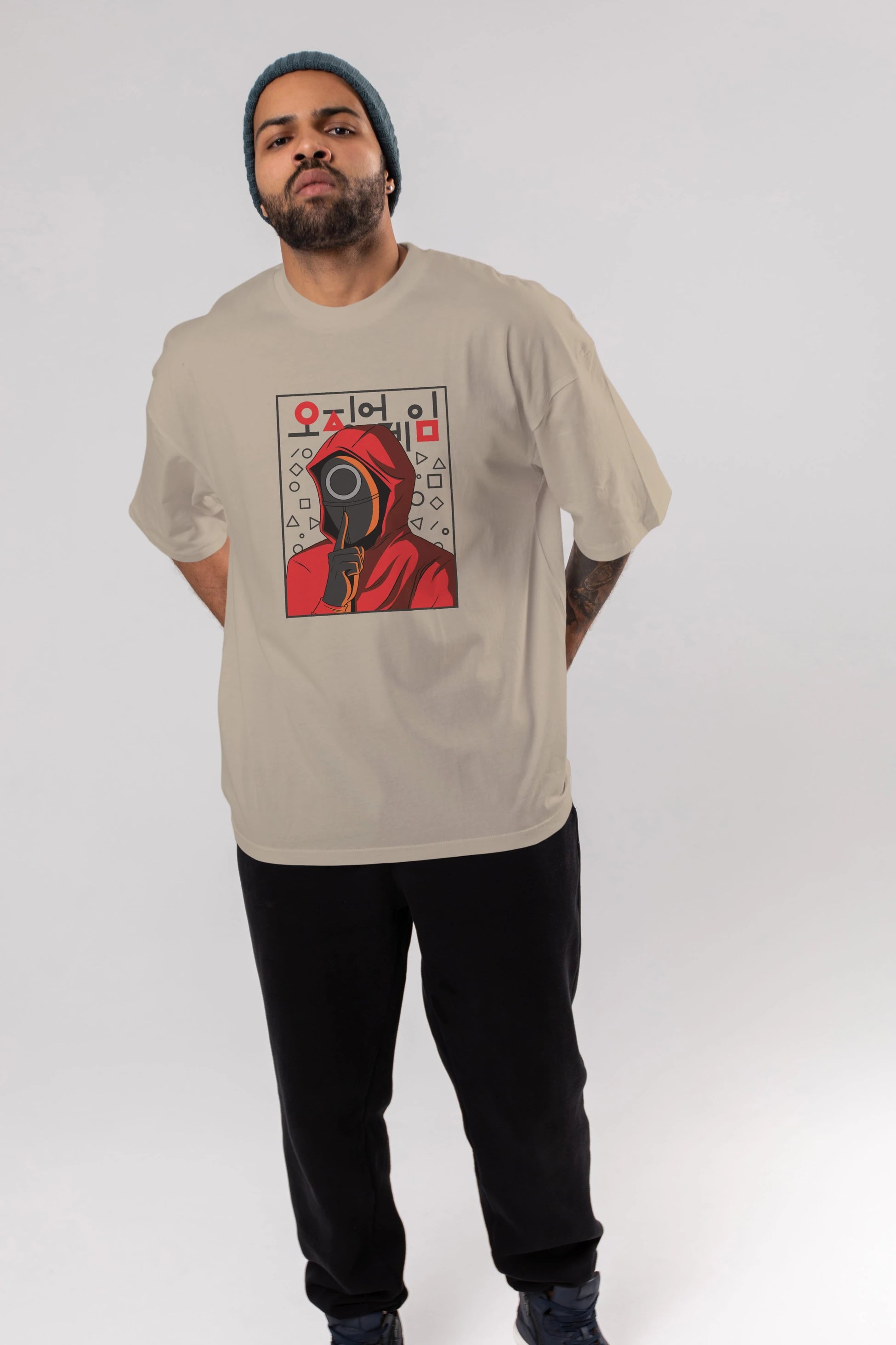 Squid Game (5) Ön Baskılı Oversize t-shirt Erkek Kadın Unisex %100 Pamuk Bisiklet Yaka tişort