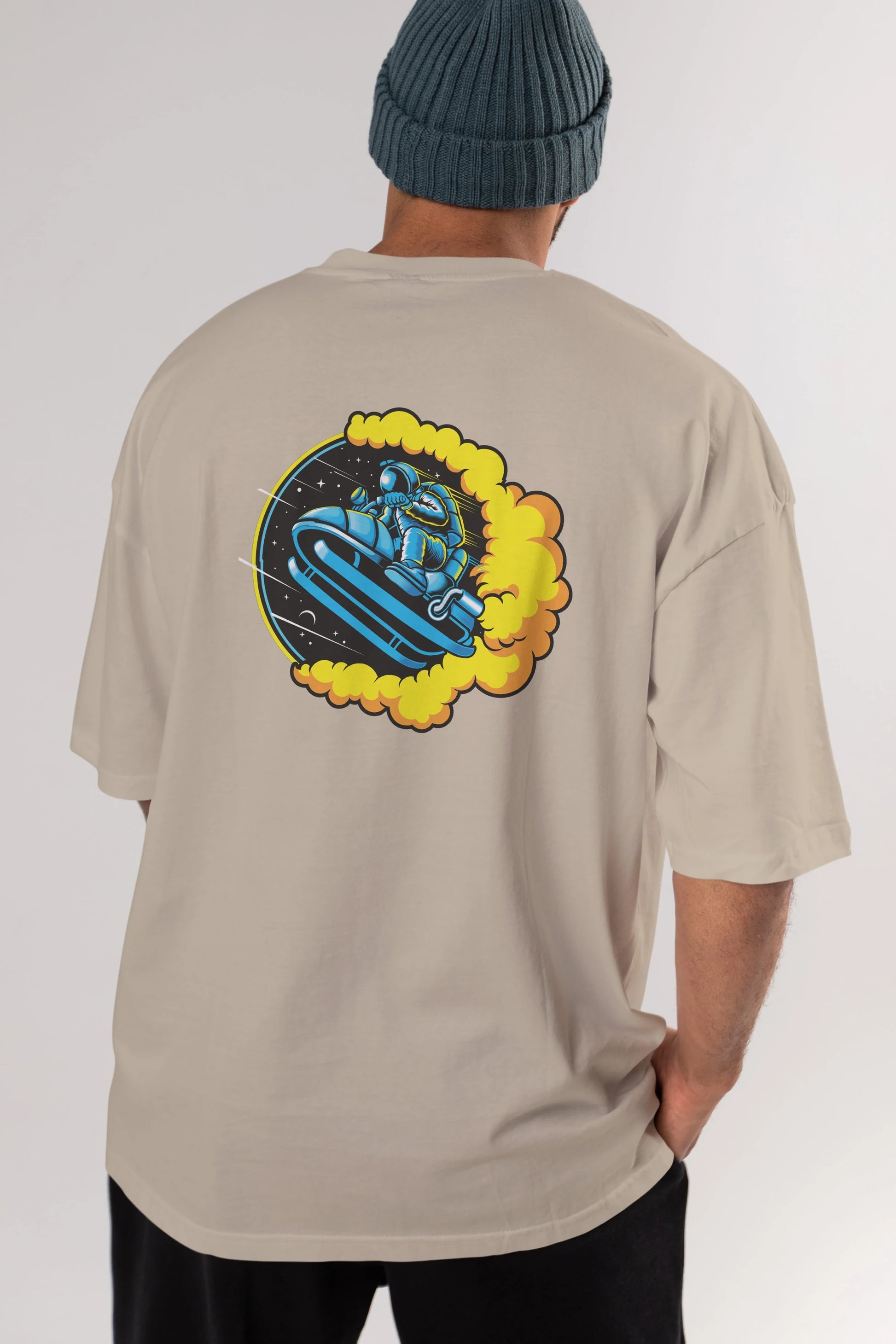 Astrojump with Snowmobile Arka Baskılı Oversize t-shirt Erkek Kadın Unisex