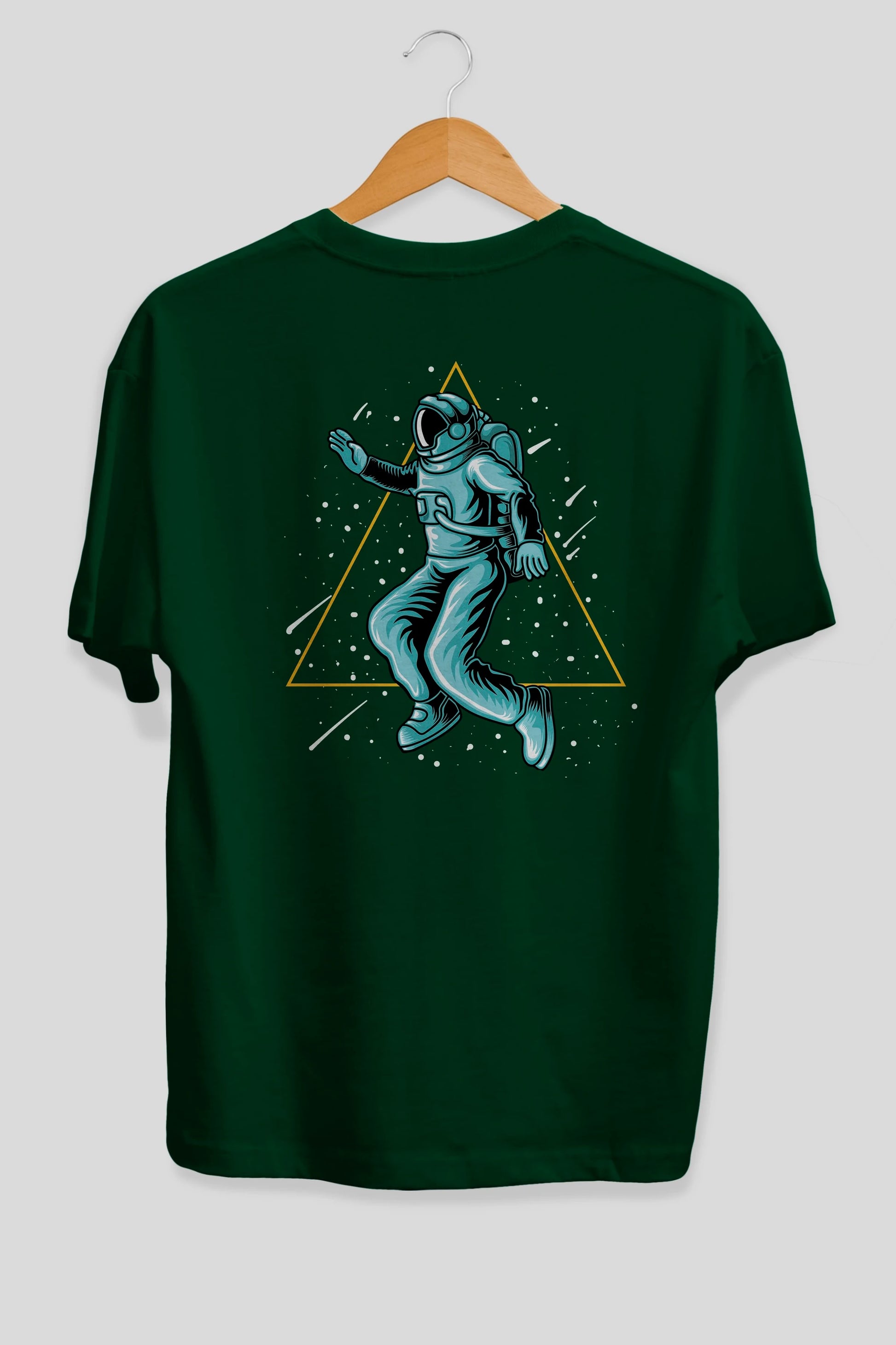 Astronaut Starry Triangle Arka Baskılı Oversize t-shirt Erkek Kadın Unisex