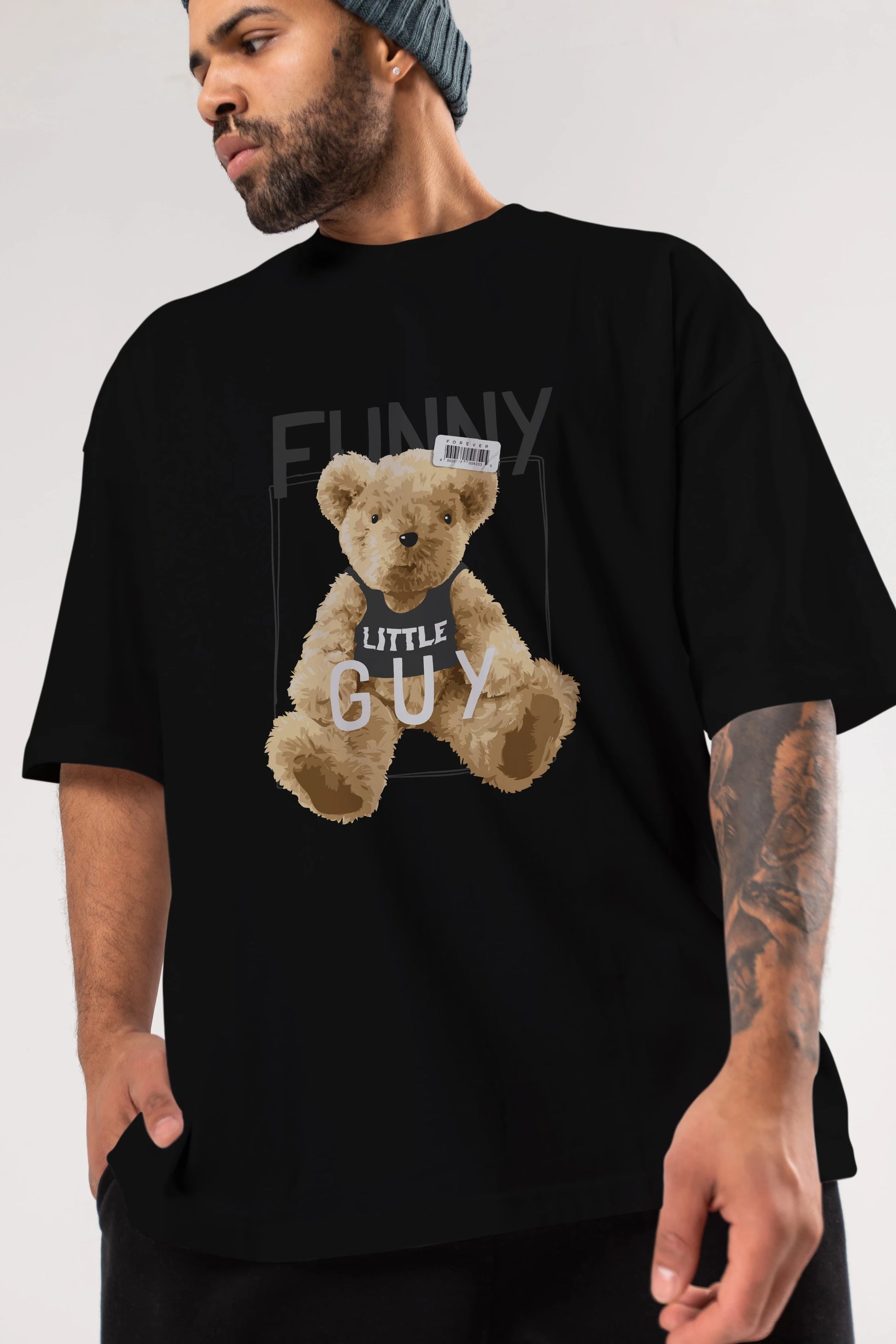 Teddy Bear Funny Ön Baskılı Oversize t-shirt Erkek Kadın Unisex %100 Pamuk