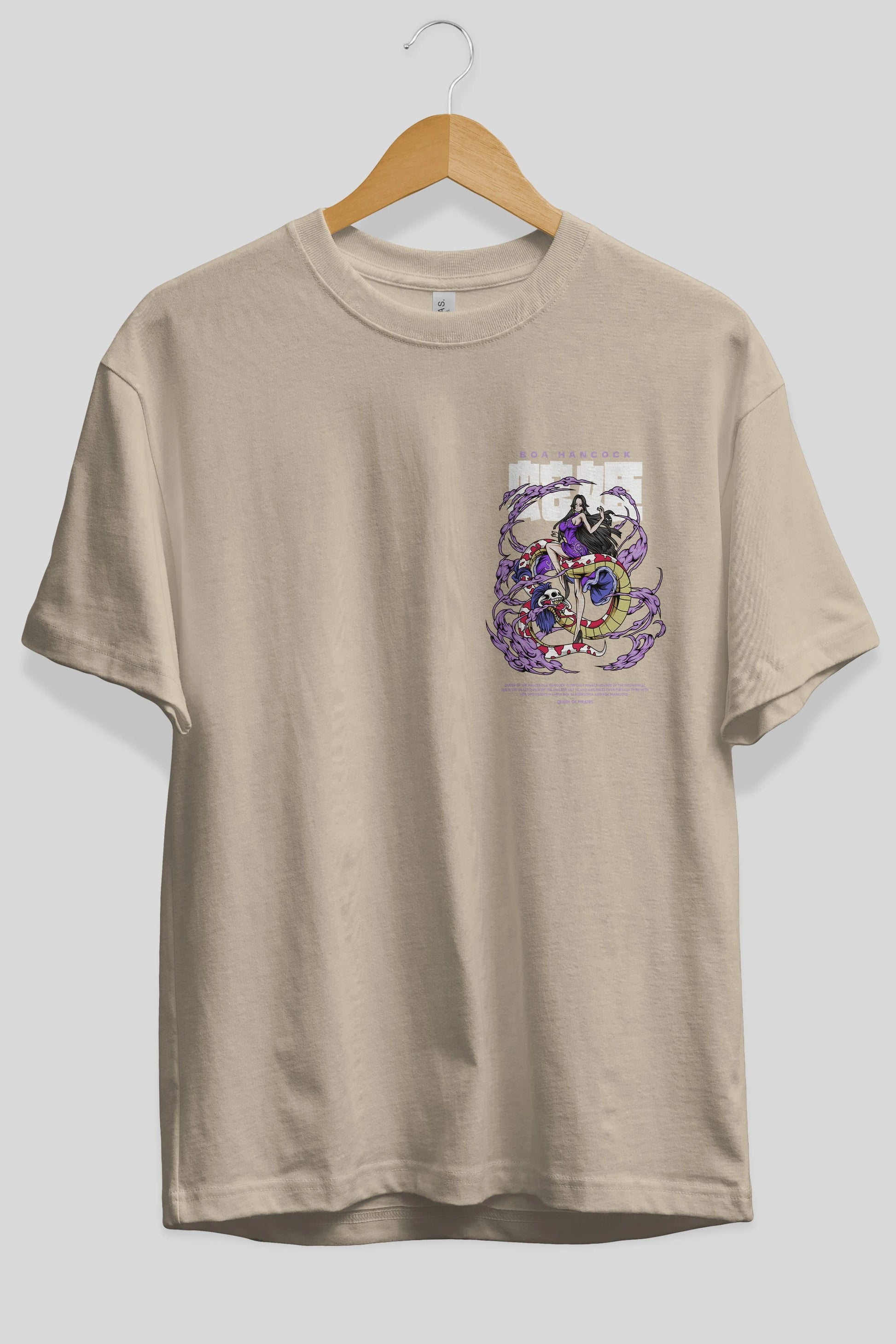 Boa Hancock Ön Sol Baskılı Oversize t-shirt Erkek Kadın Unisex %100 Pamuk Bisiklet Yaka tişort