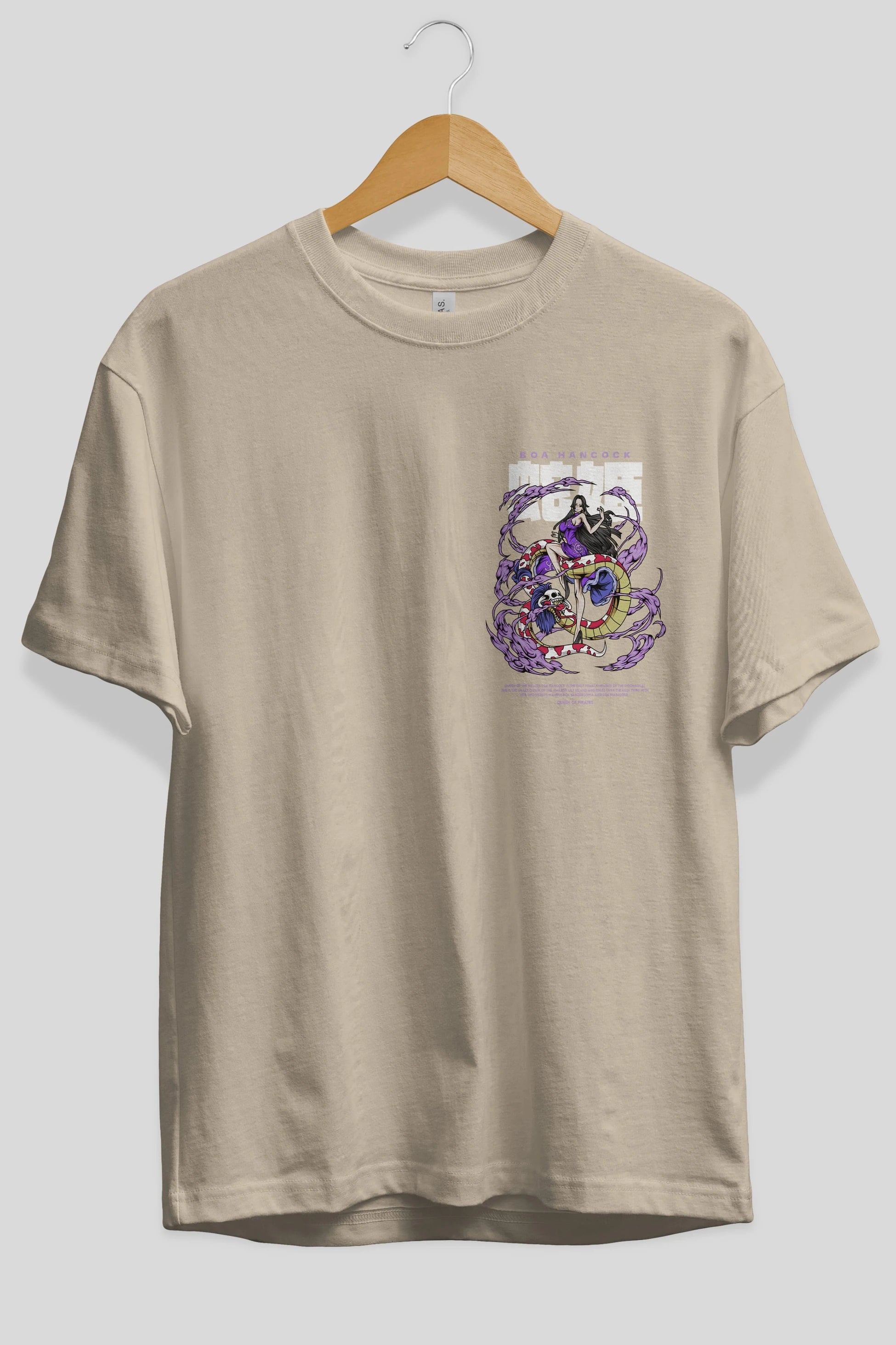 Boa Hancock Ön Sol Baskılı Oversize t-shirt Erkek Kadın Unisex %100 Pamuk Bisiklet Yaka tişort