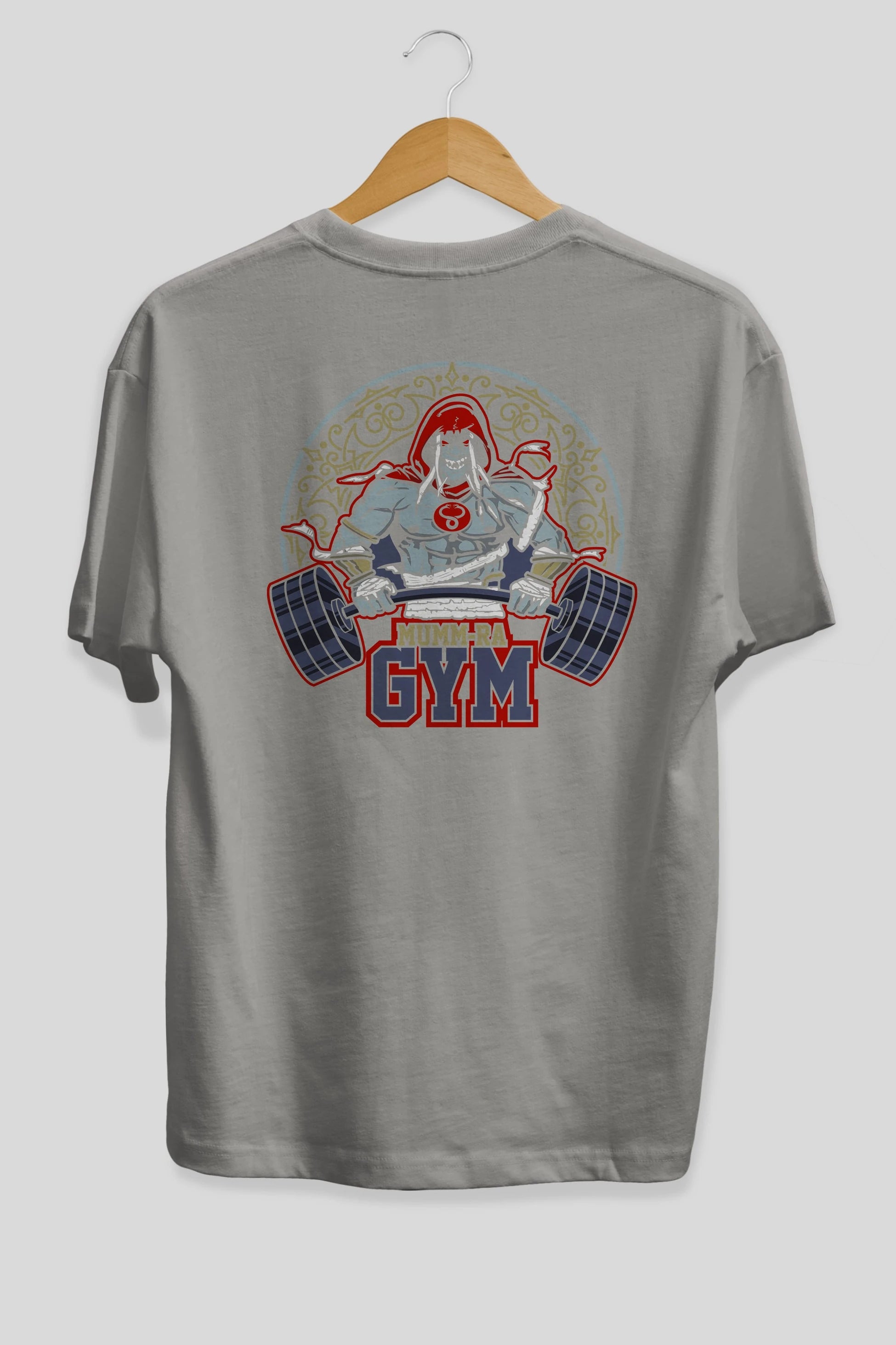 Mumm-ra GYM Arka Baskılı Oversize t-shirt Erkek Kadın Unisex %100 Pamuk Bisiklet Yaka tişort
