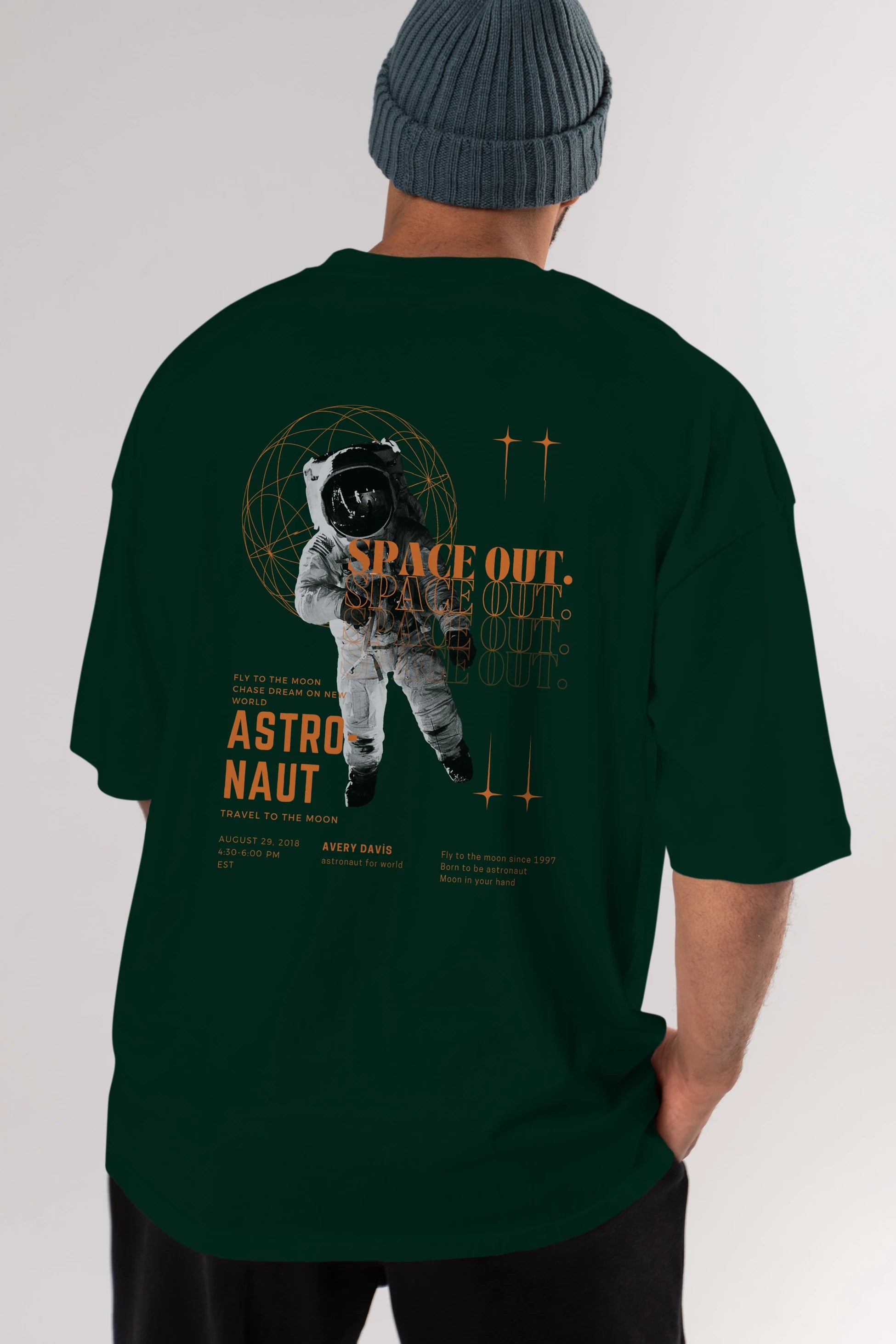 Astronaut Space Out Yazılı Arka Baskılı Oversize t-shirt Erkek Kadın Unisex