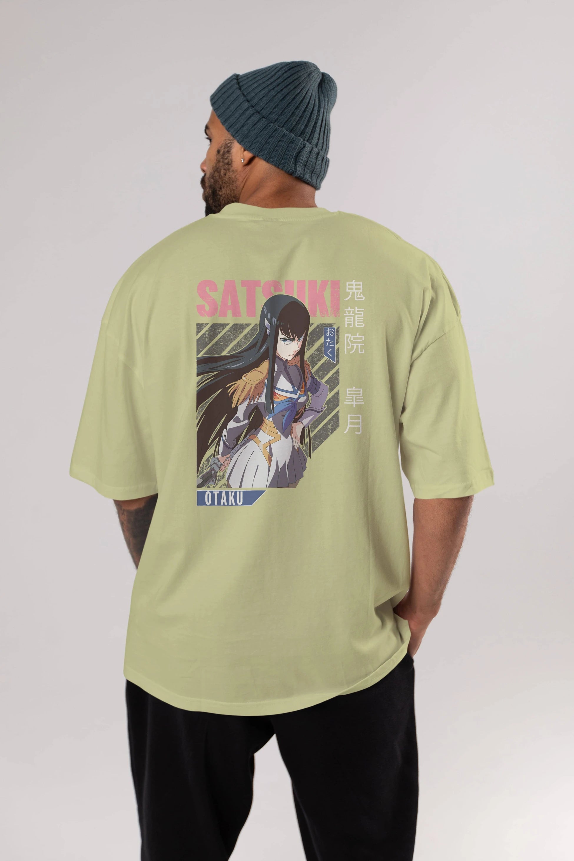 Satsuki Kiryuuin 8 Anime Arka Baskılı Oversize t-shirt Erkek Kadın Unisex