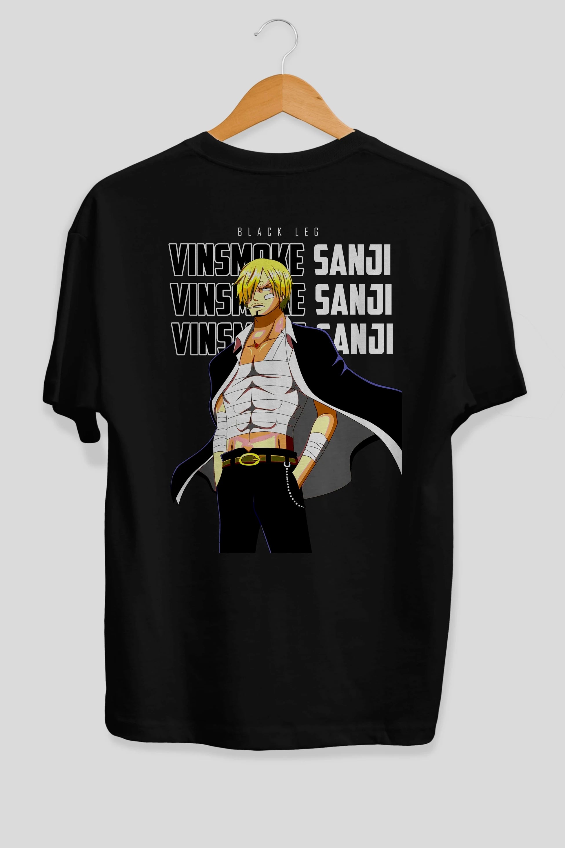 Sanji Anime Arka Baskılı Oversize t-shirt Erkek Kadın Unisex %100 pamuk tişort