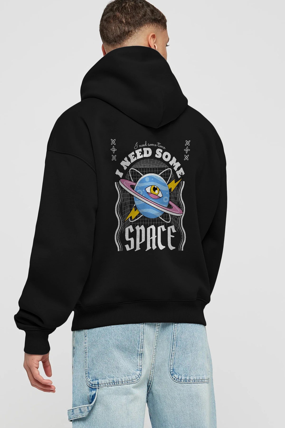 I Need Some Space Arka Baskılı Hoodie Oversize Kapüşonlu Sweatshirt Erkek Kadın Unisex
