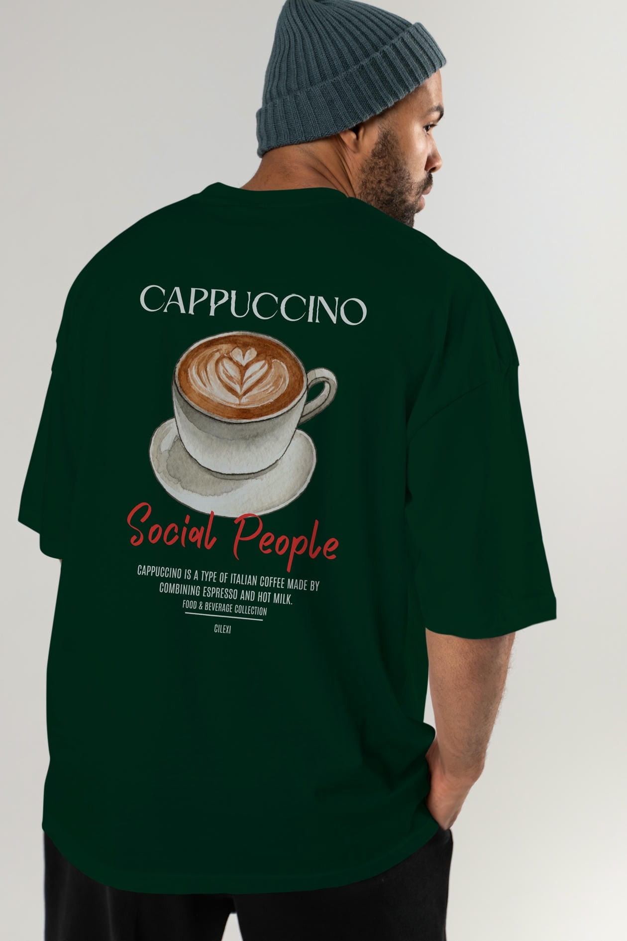 Cappuccino Kokteyl Serisi Baskılı Oversize t-shirt Erkek Kadın Unisex %100 Pamuk Bisiklet Yaka tişort