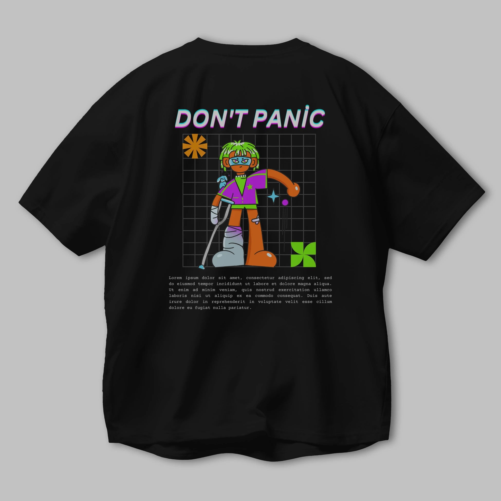 Dont Panic Yazılı Arka Baskılı Oversize t-shirt Erkek Kadın Unisex