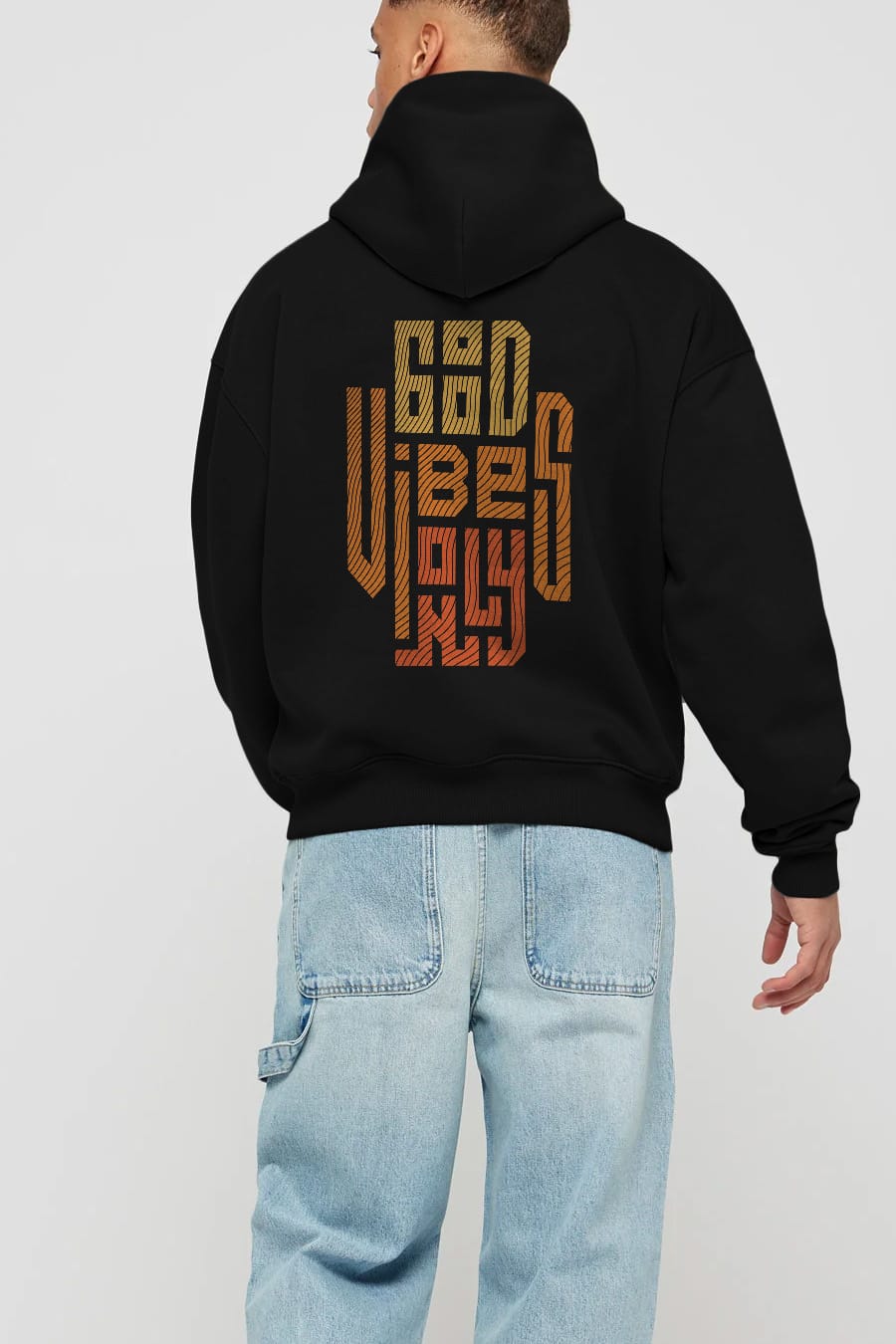 Good Vibes Only 2 Yazılı Arka Baskılı Oversize Hoodie Kapüşonlu Sweatshirt Erkek Kadın Unisex