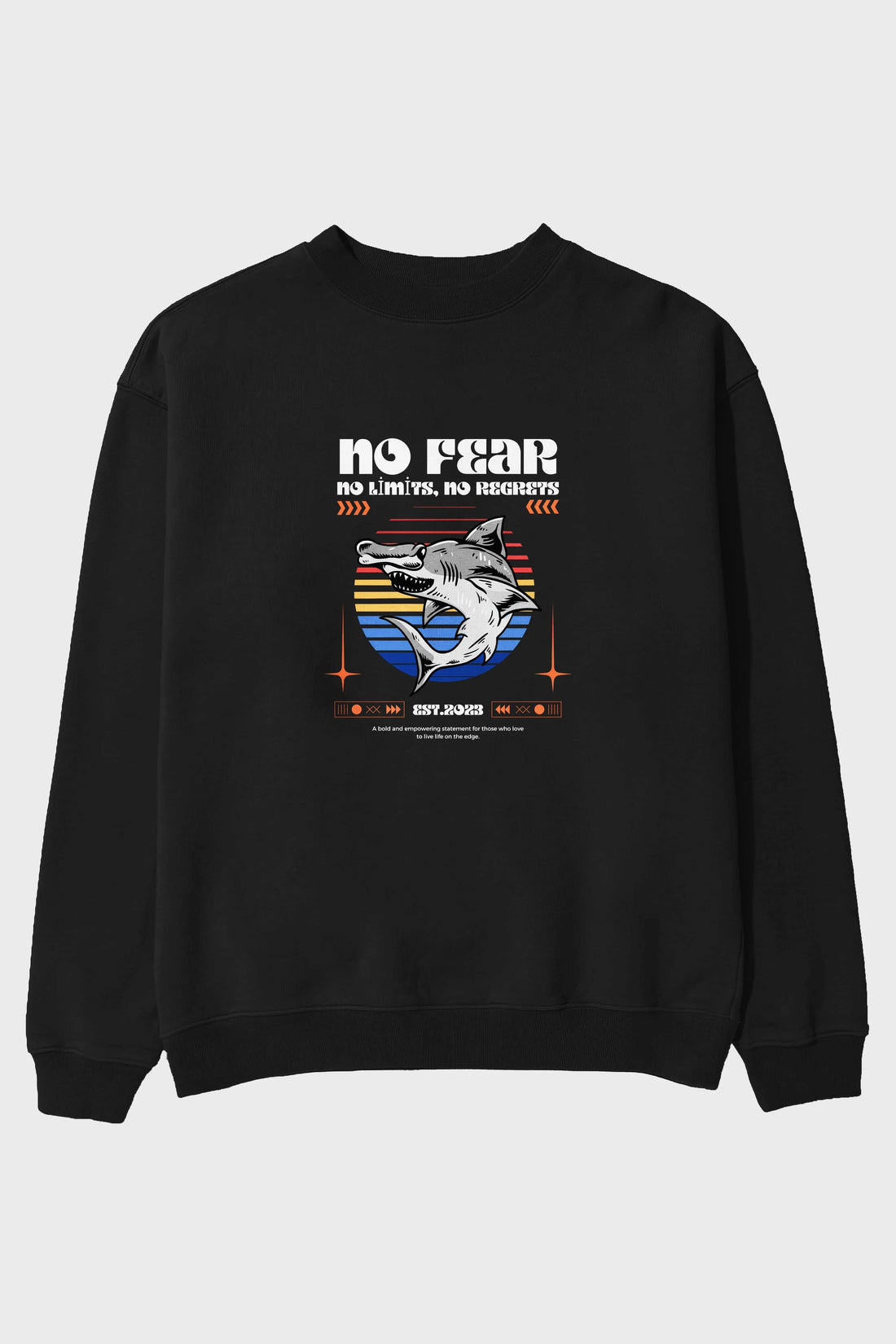 No Fear Yazılı Ön Baskılı Oversize Sweatshirt Erkek Kadın Unisex